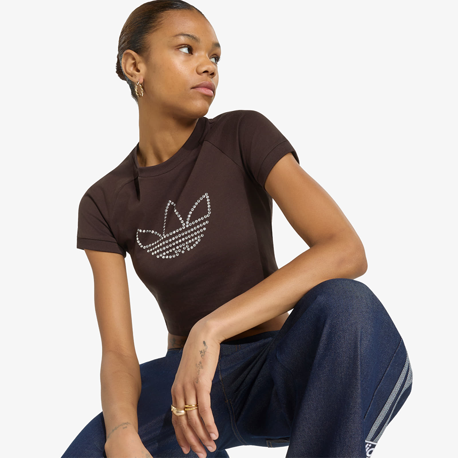 Naisten T-paidat adidas Studded Cali Tee Aurora Coffee