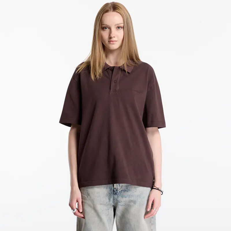 T-skjorte Carhartt WIP S/S Wayne Polo UNISEX Palisander Garment Dyed