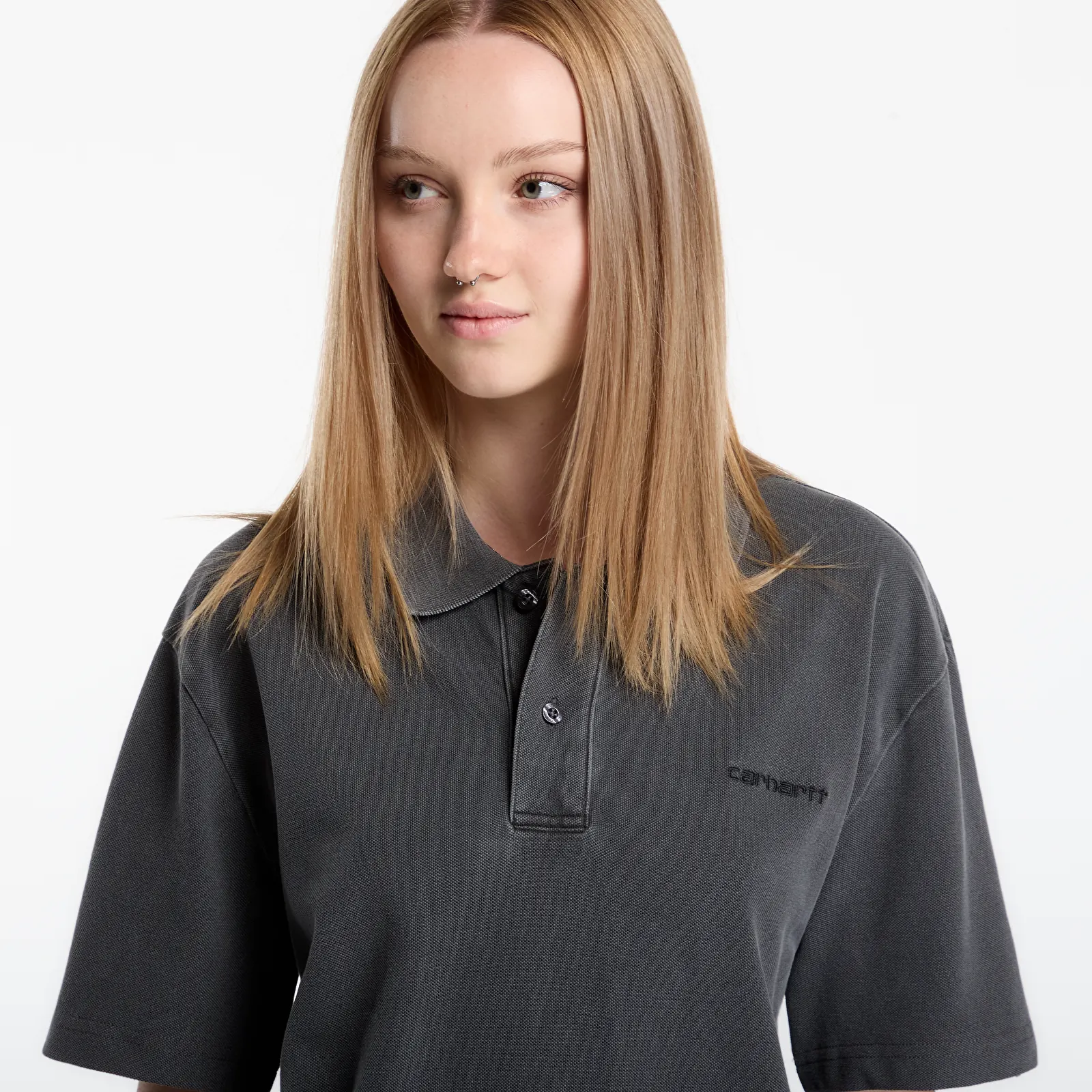 Men's T-shirts Carhartt WIP S/S Wayne Polo UNISEX Black Garment Dyed