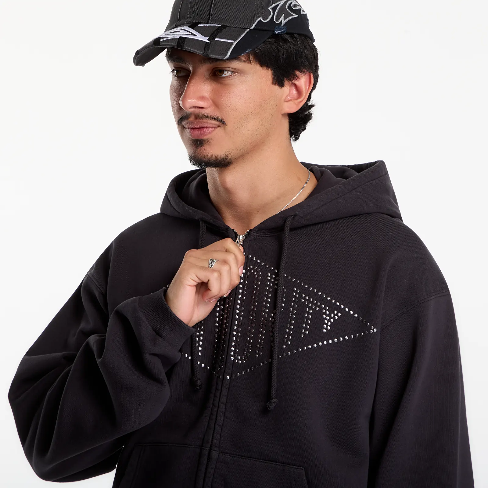 Mikiny Umbro Authority Zipped Hoodie Washed Black