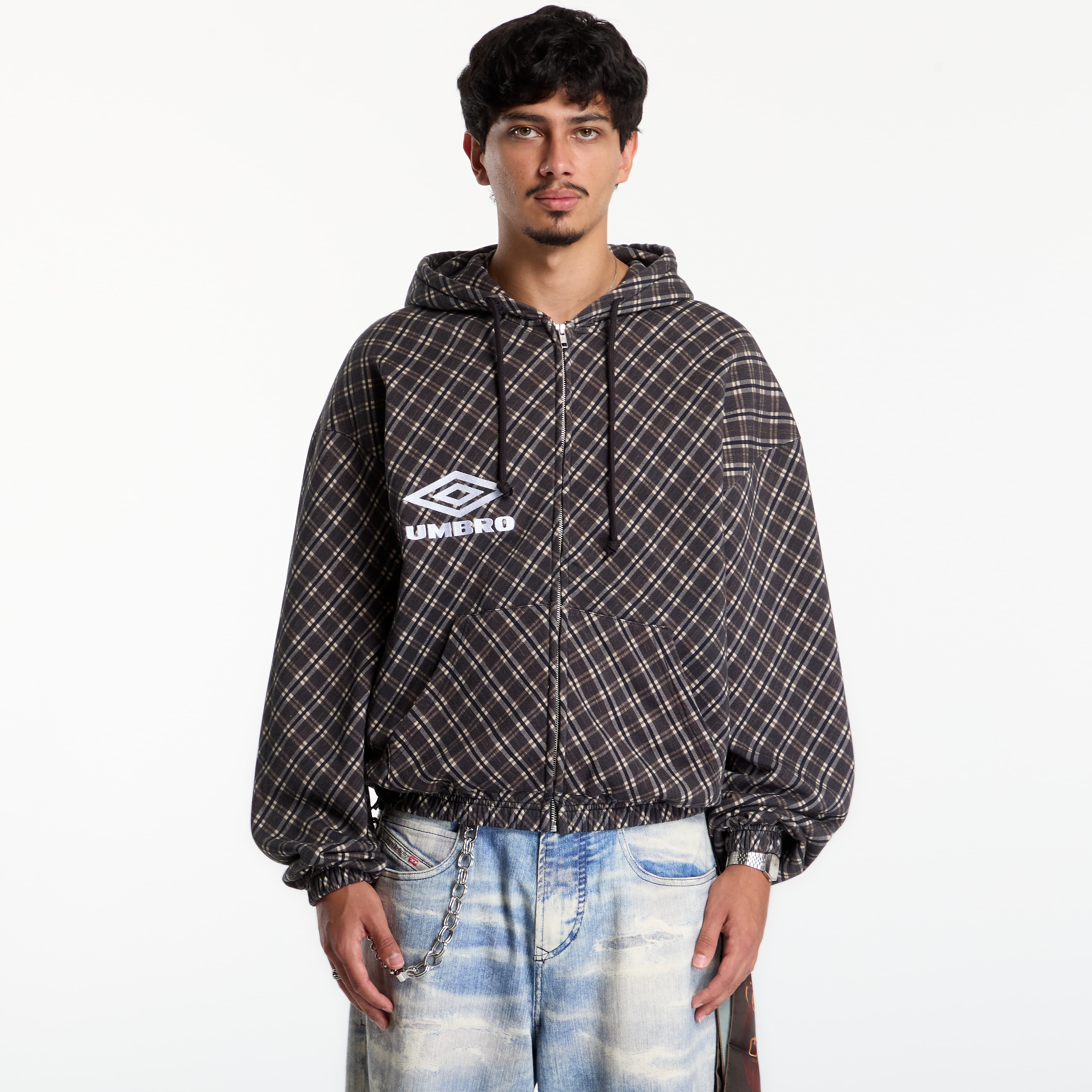 Суитшърт Umbro Plaid Masked Hoodie Brown S
