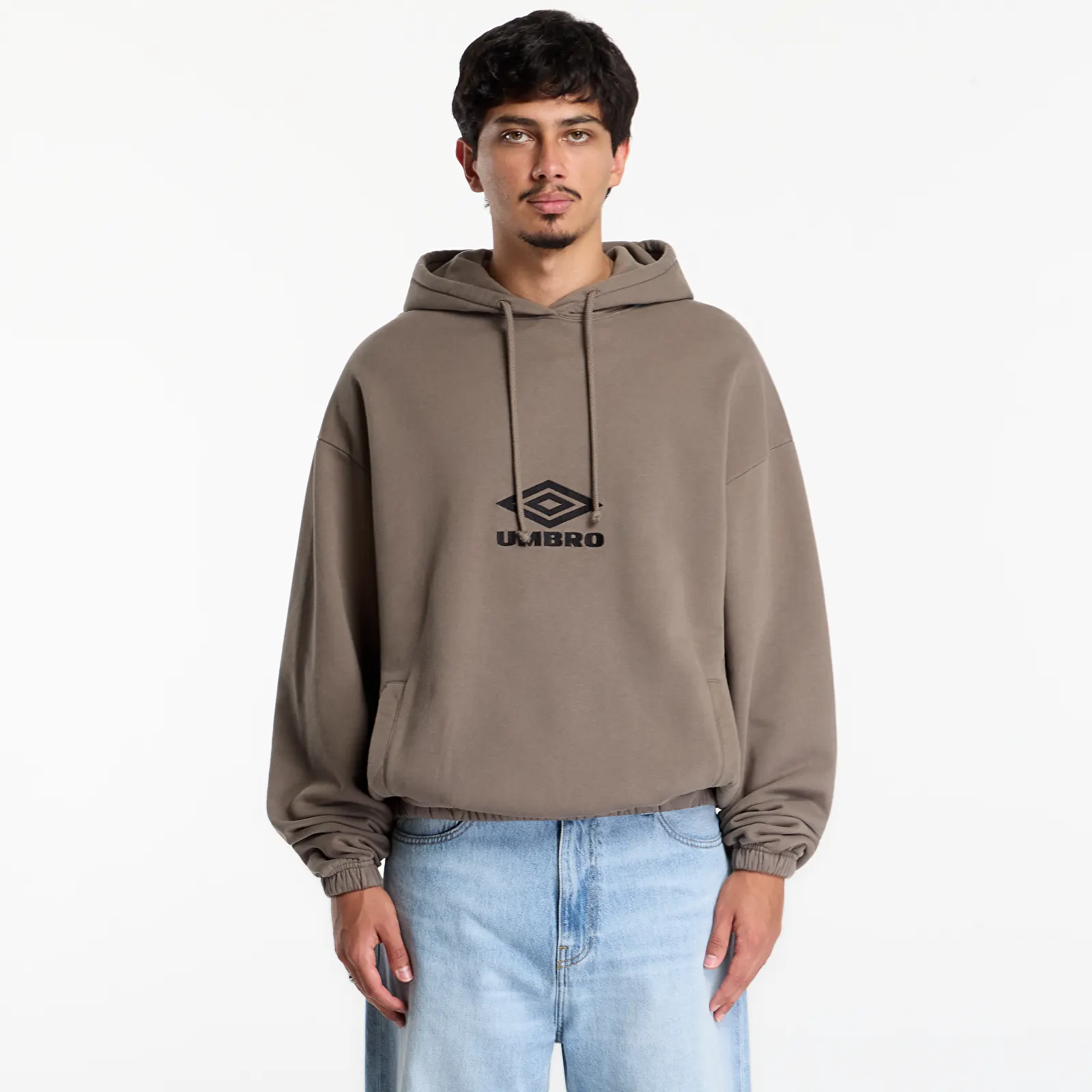 Mikiny Umbro Og Logo Mask Hoodie Dark Greige