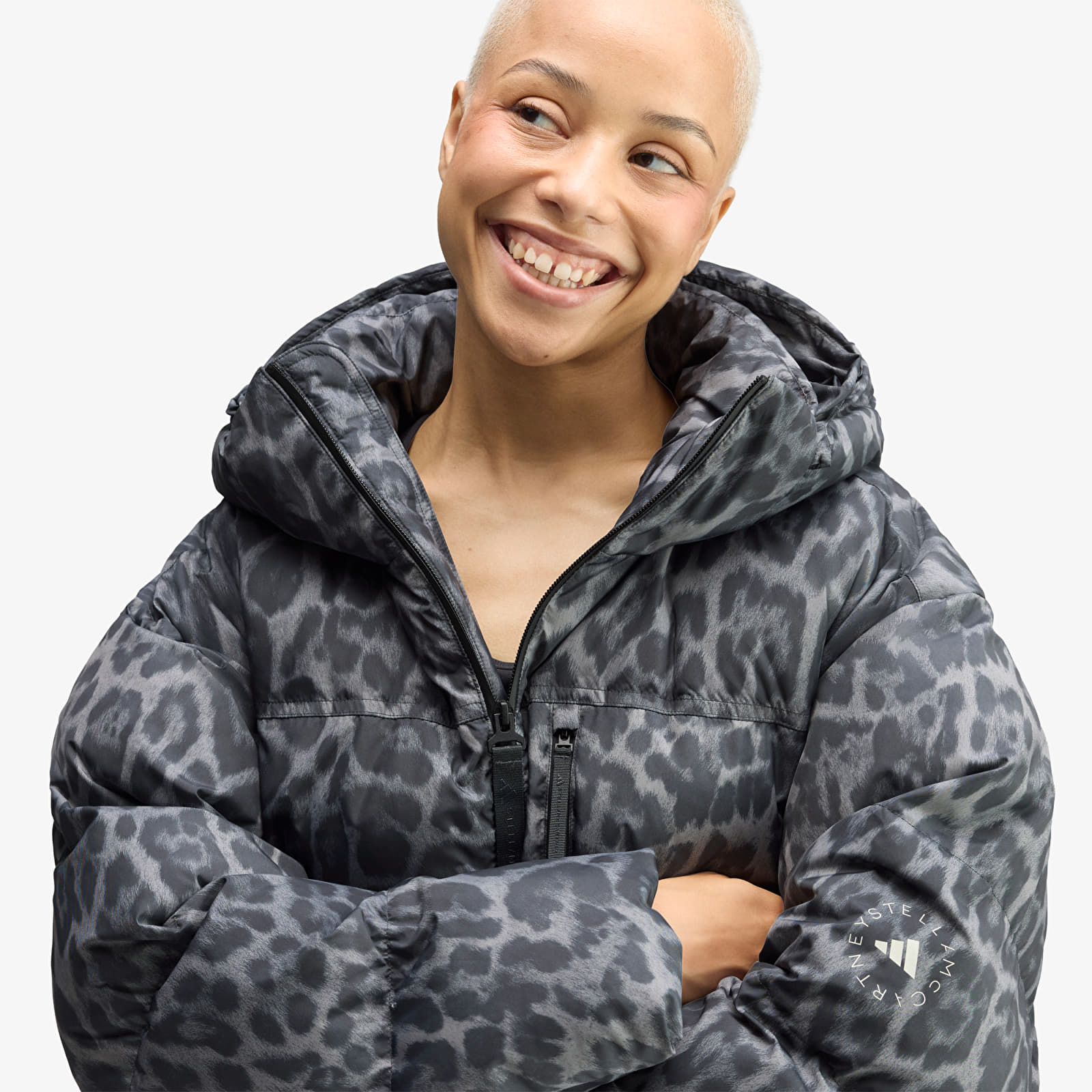 Casacos de penas adidas by Stella McCartney Short Padded Winter Jacket Printed Dove Grey/ Carbon