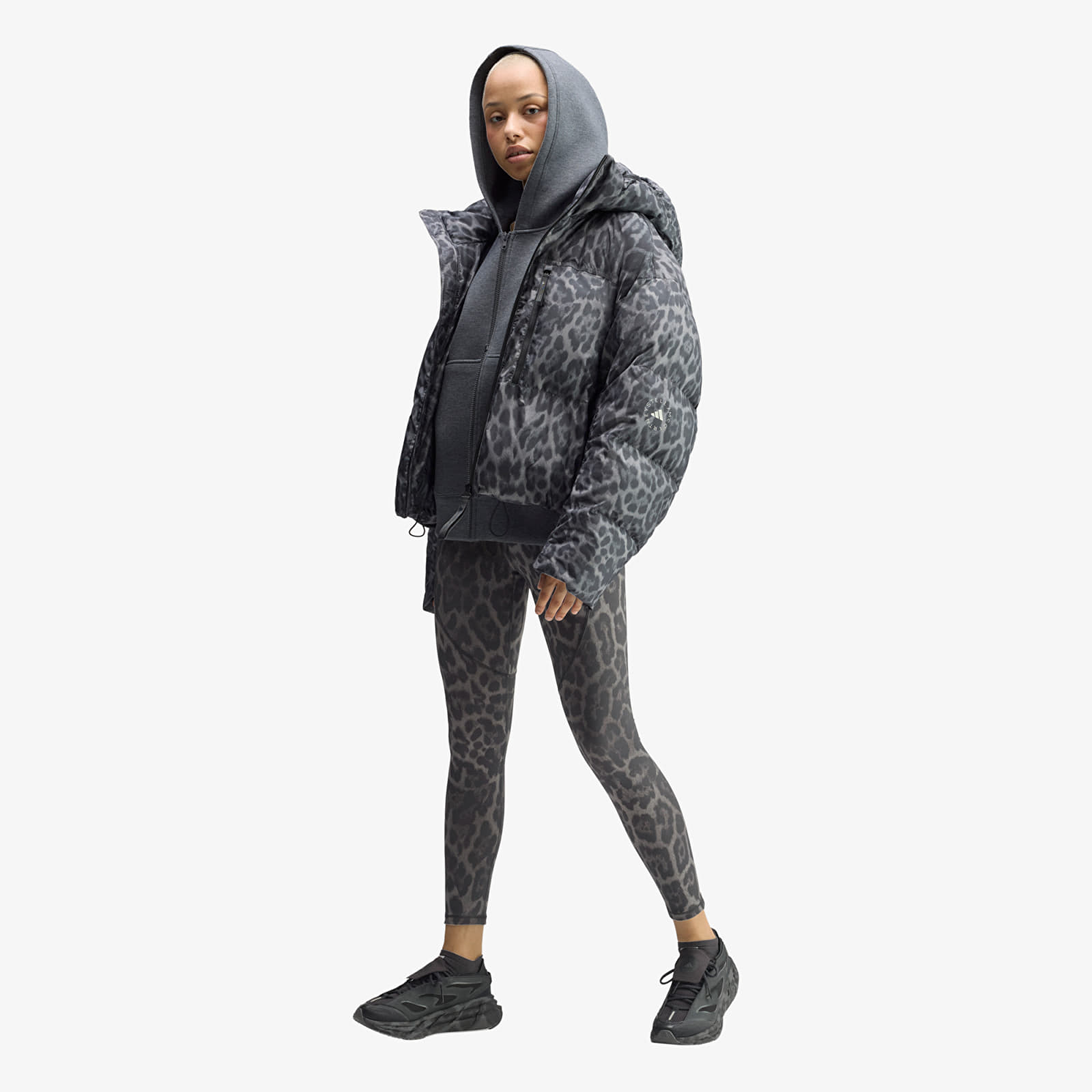Casacos de penas adidas by Stella McCartney Short Padded Winter Jacket Printed Dove Grey/ Carbon