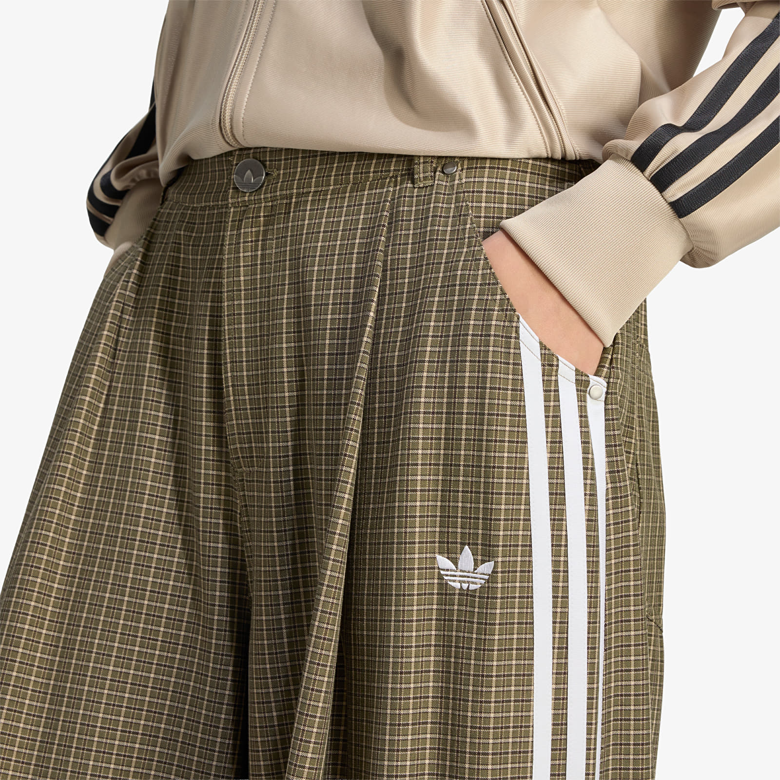 Pants adidas Badigirl Checks Trouser Loose Pants Olive Strata/ Wonder Beige/ Aurora Coffee