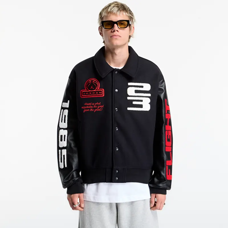 Bomber Jordan Flight Men's Varsity Jacket Black/ Black/ University Red