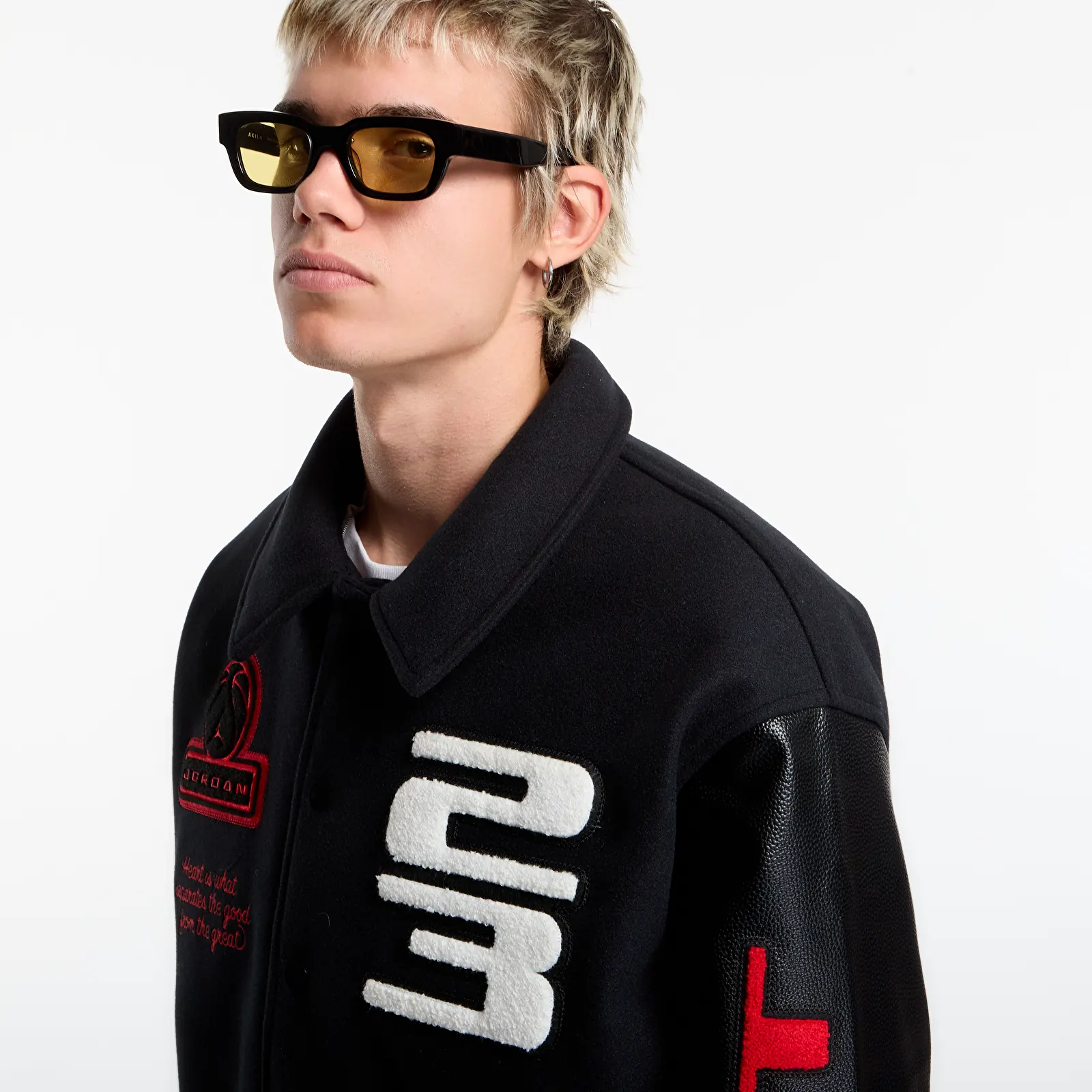 Bomberjacks Jordan Flight Men's Varsity Jacket Black/ Black/ University Red