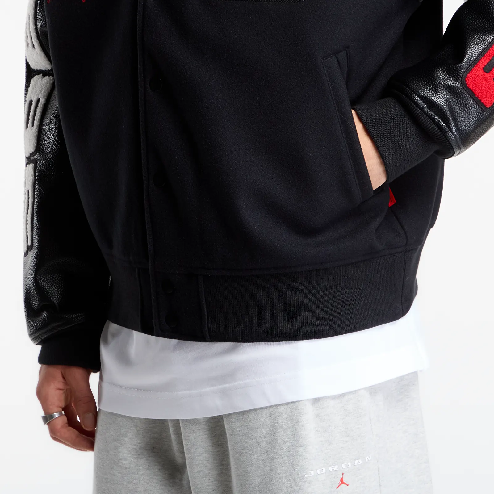 Bomberjacks Jordan Flight Men's Varsity Jacket Black/ Black/ University Red