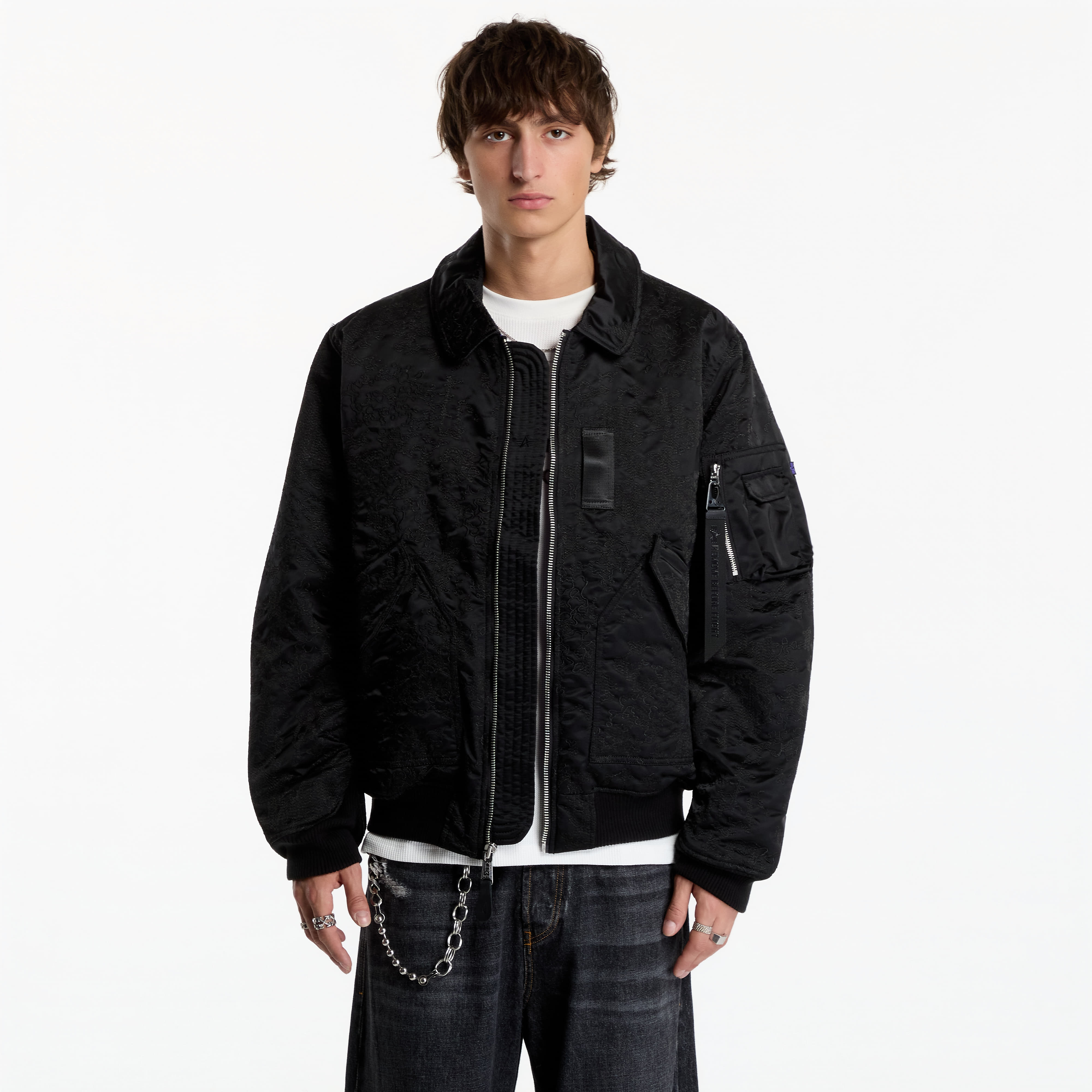 Jachetă Alpha Industries CWU-45/P Camo Embroidery UV Black M