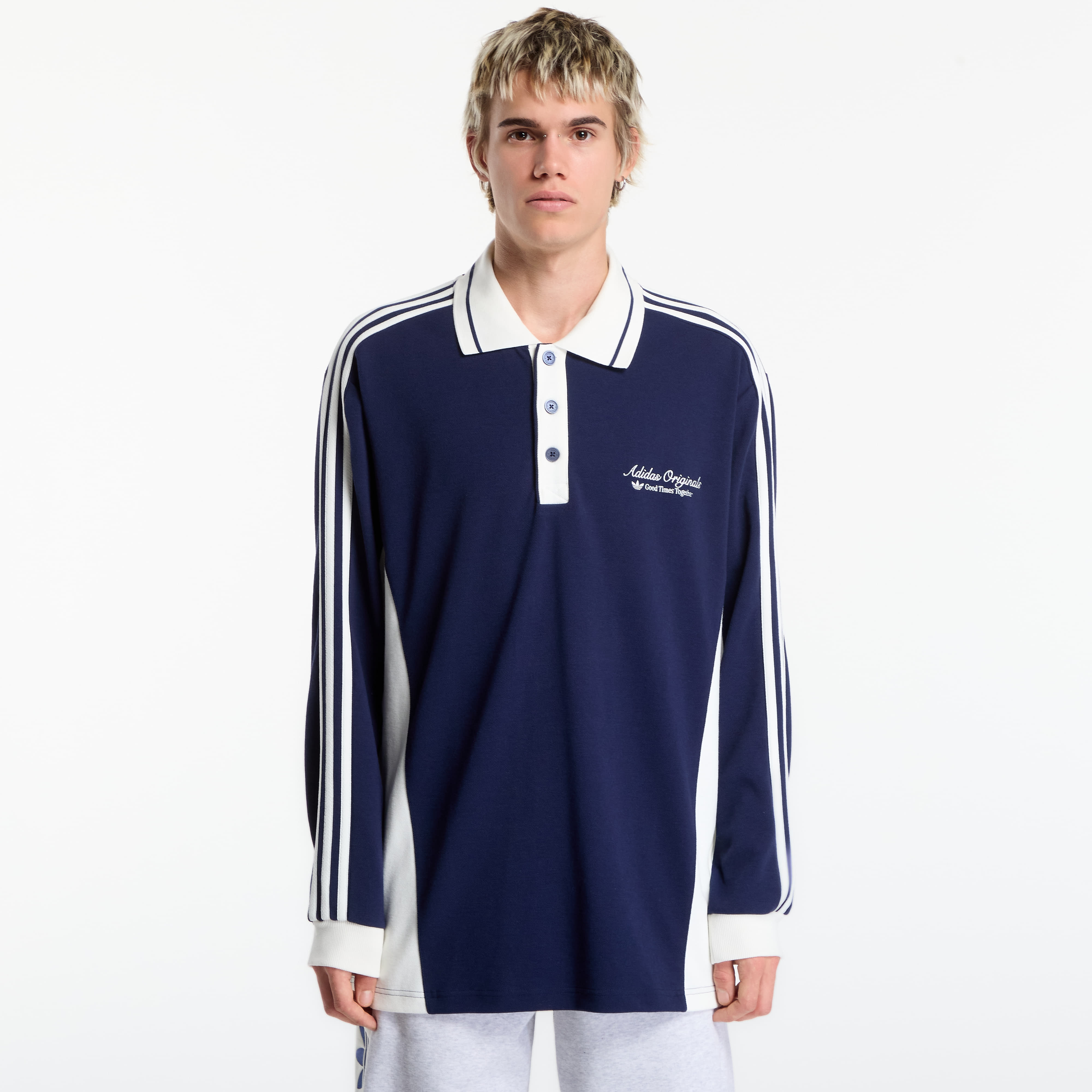 Тениска adidas Polo Ls M Night Indigo/ Off White XXL