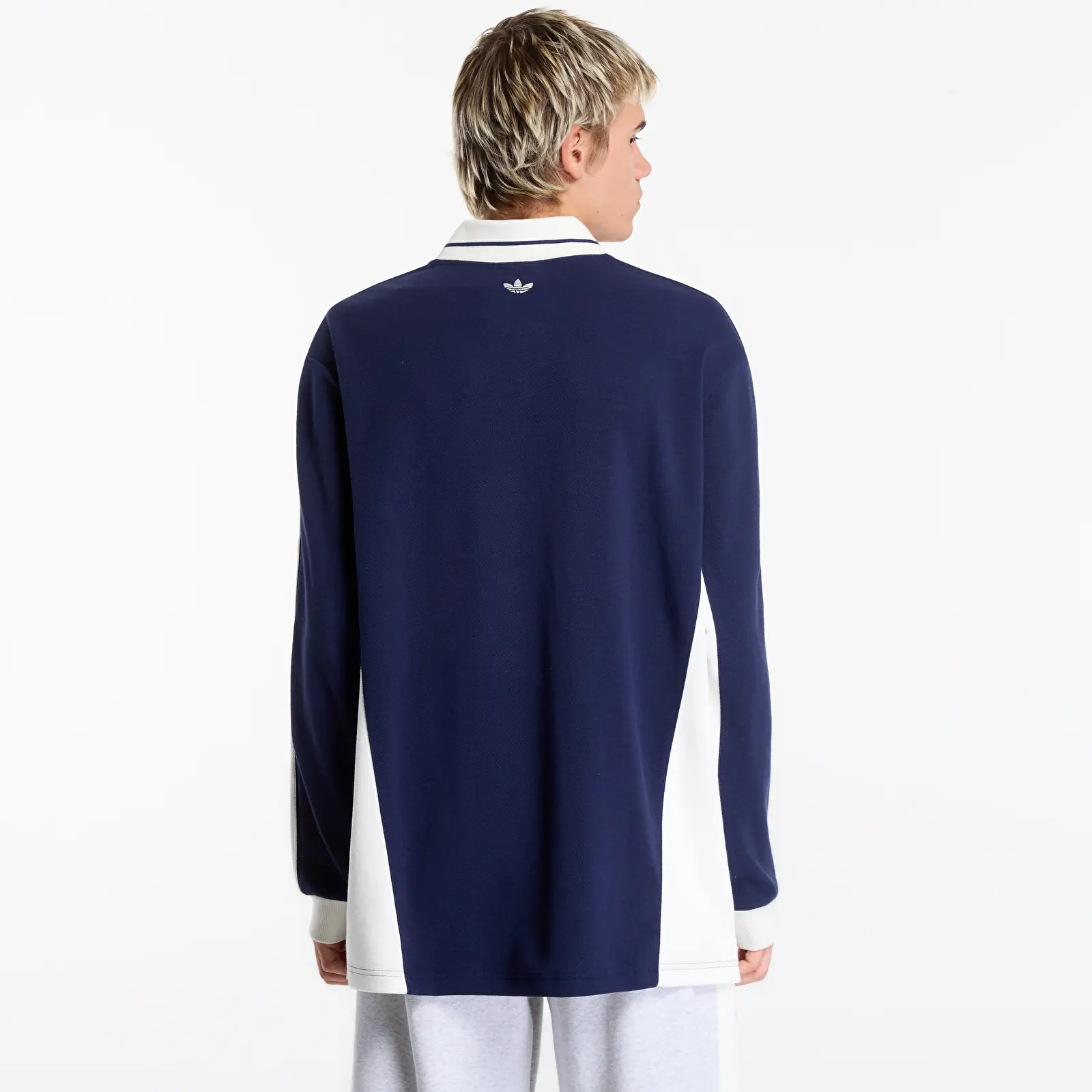 Polo trička adidas Polo Ls M Night Indigo/ Off White