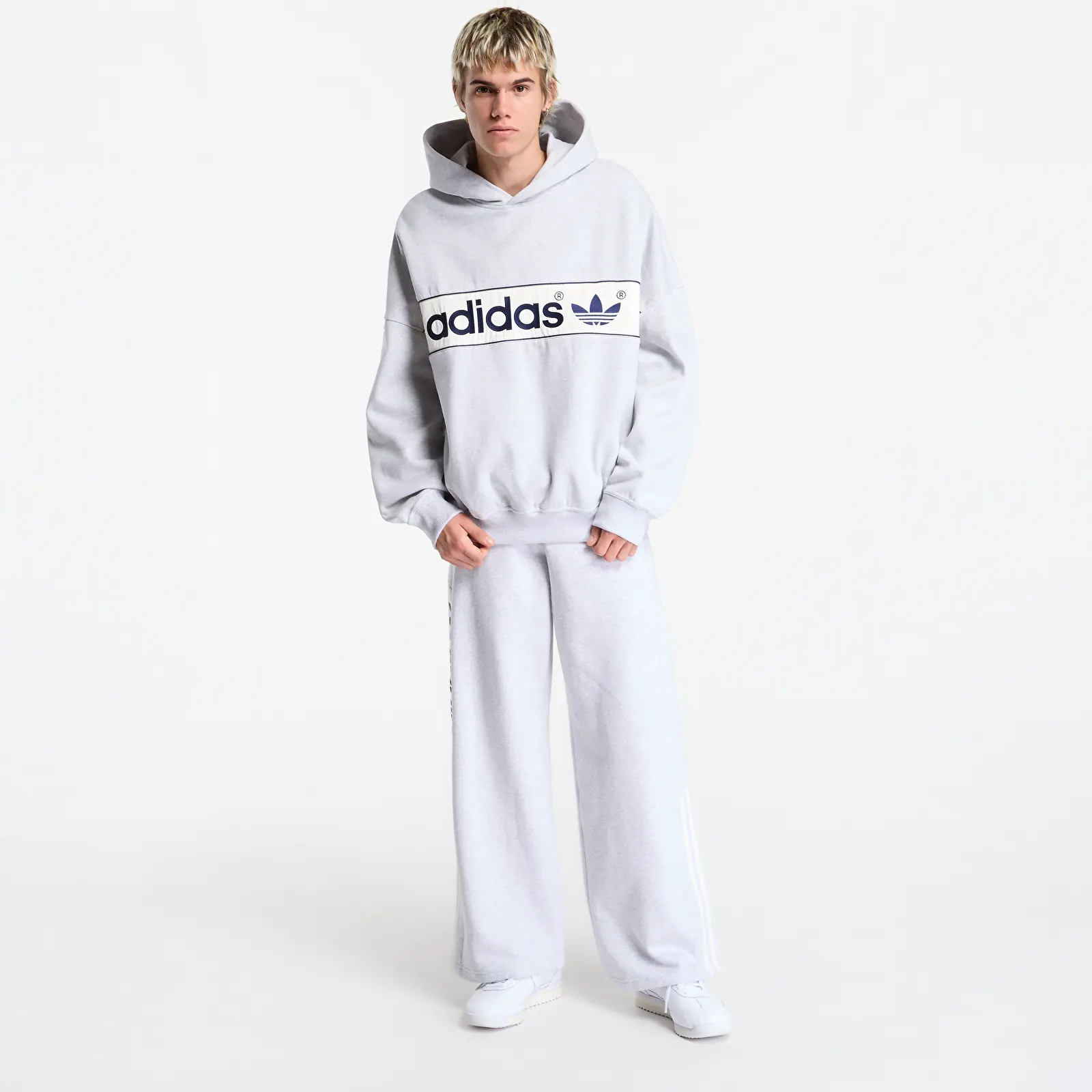 Mikinas ar kapuci un sporta krekli adidas adiSignature NY Hoodie UNISEX Light Grey Heather