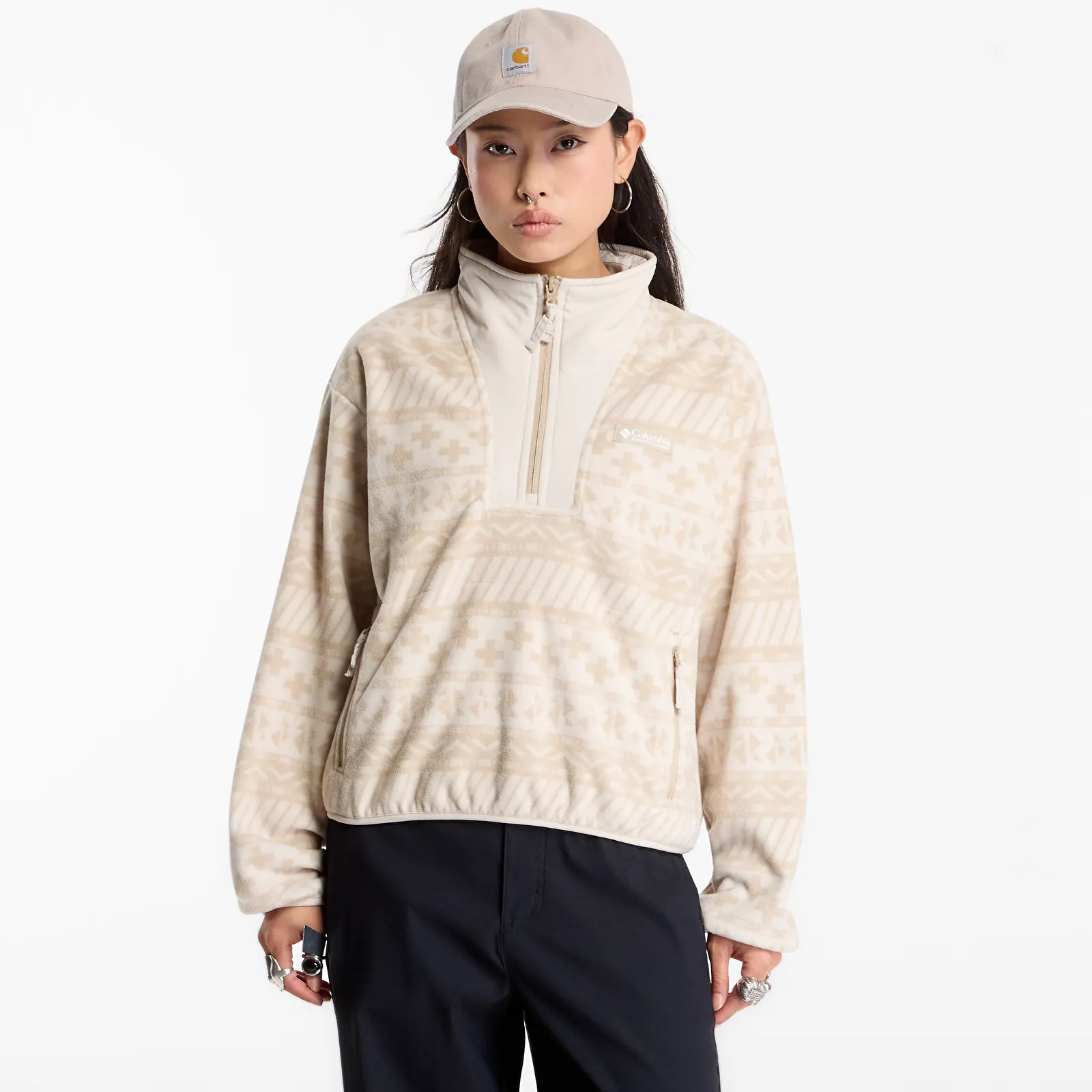 Sweatjacken und Sweatshirts Columbia Sequoia Grove™ II Printed Half Zip Ancient Fossil Wizard Island Tonal