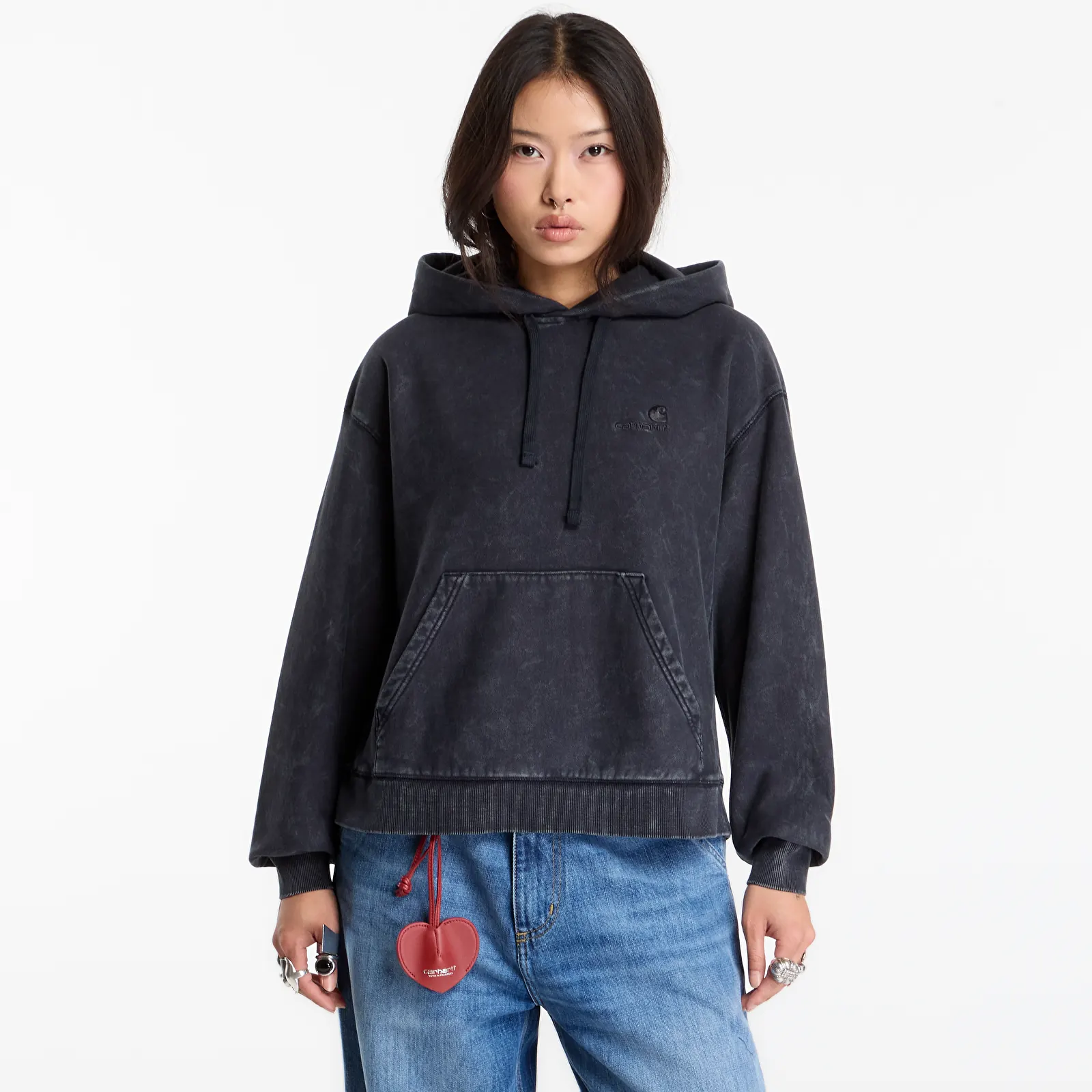 Bluzy Carhartt WIP W' Hooded Lambert Sweat Black Moon Wash