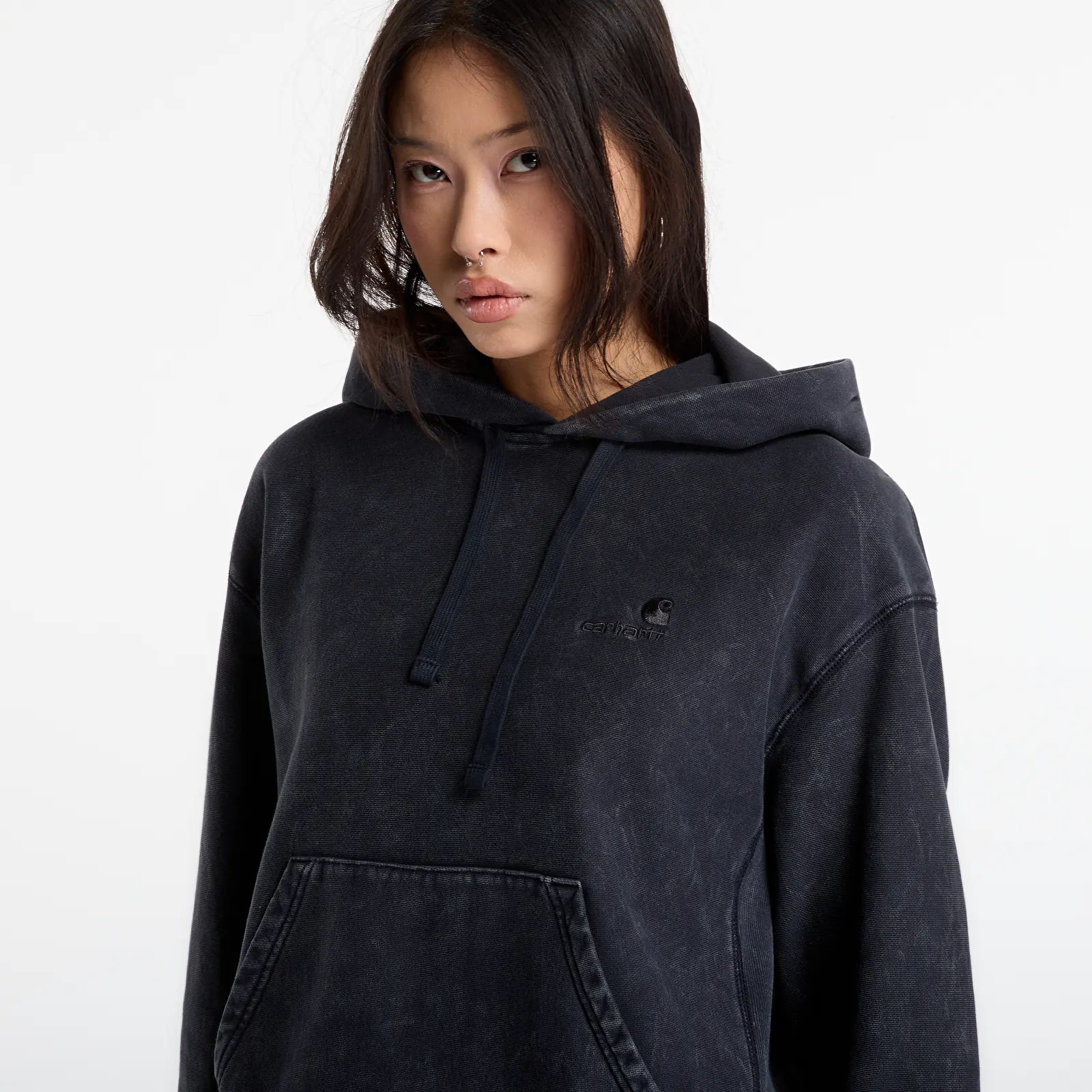 Bluzy Carhartt WIP W' Hooded Lambert Sweat Black Moon Wash
