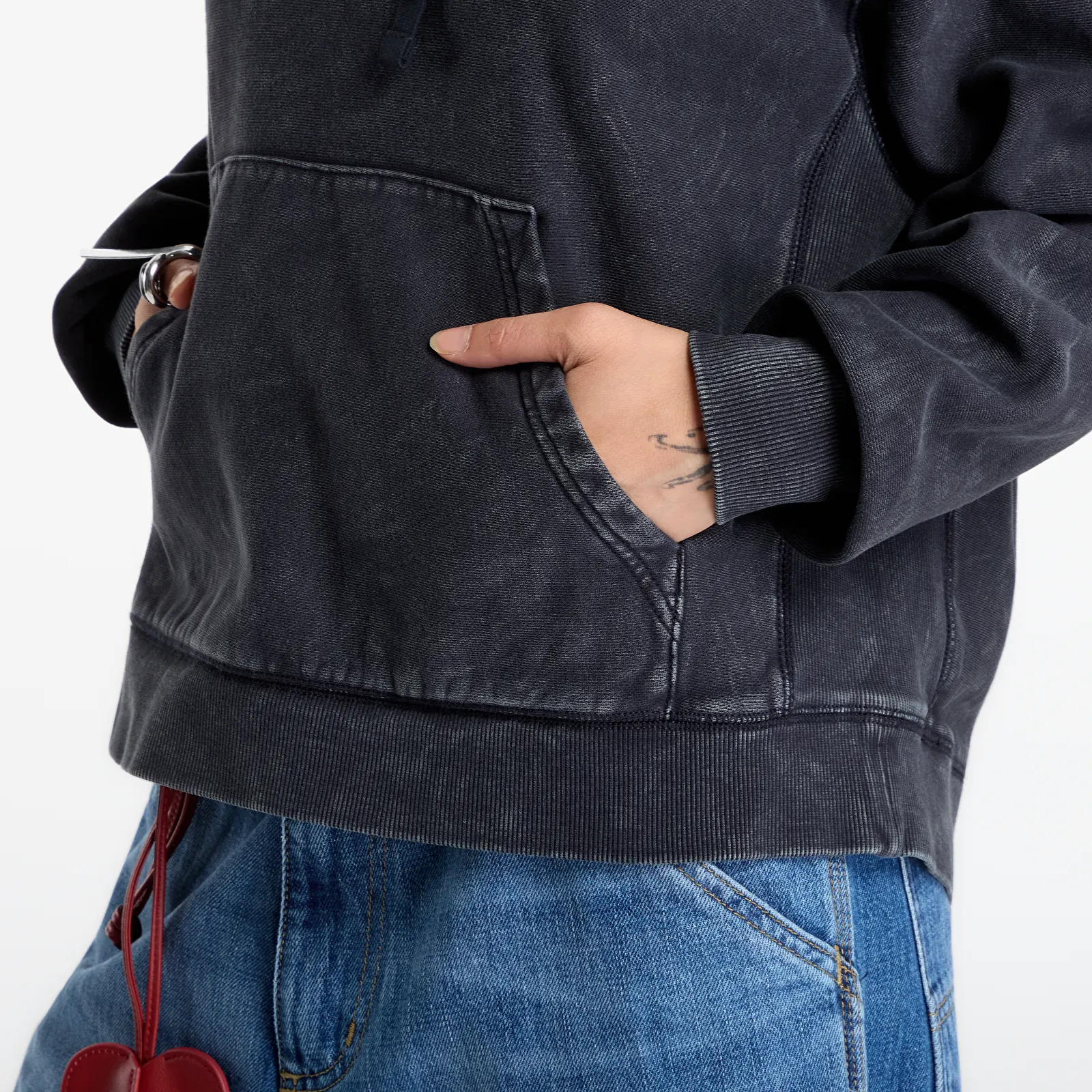 Bluzy Carhartt WIP W' Hooded Lambert Sweat Black Moon Wash