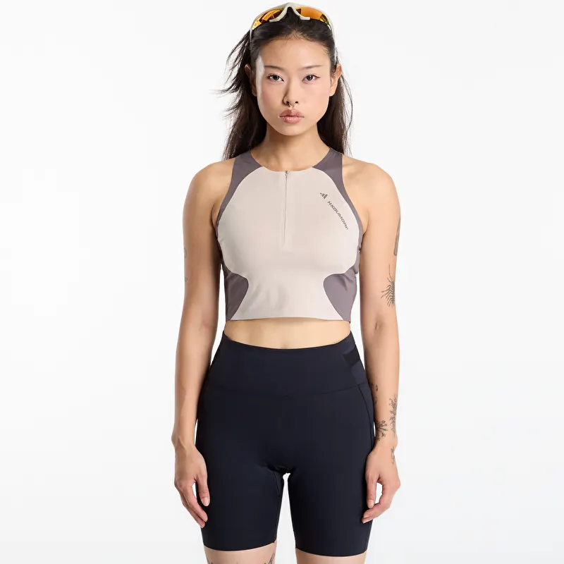 Top adidas x Hermanos Koumori Running Crop Top Wonder Beige/ Charcoal