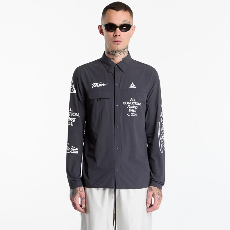 Krekls Nike ACG Aireez Men's UV Protection Button-Up Long-Sleeve Graphic Top Dk Smoke Grey/ White