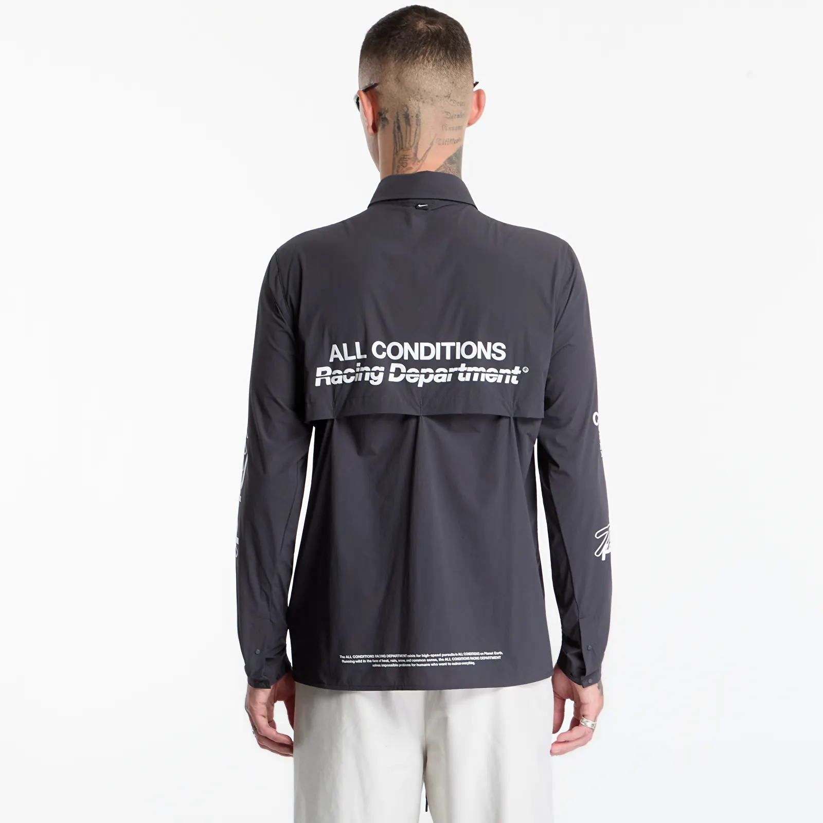 Skjortor Nike ACG Aireez Men's UV Protection Button-Up Long-Sleeve Graphic Top Dk Smoke Grey/ White
