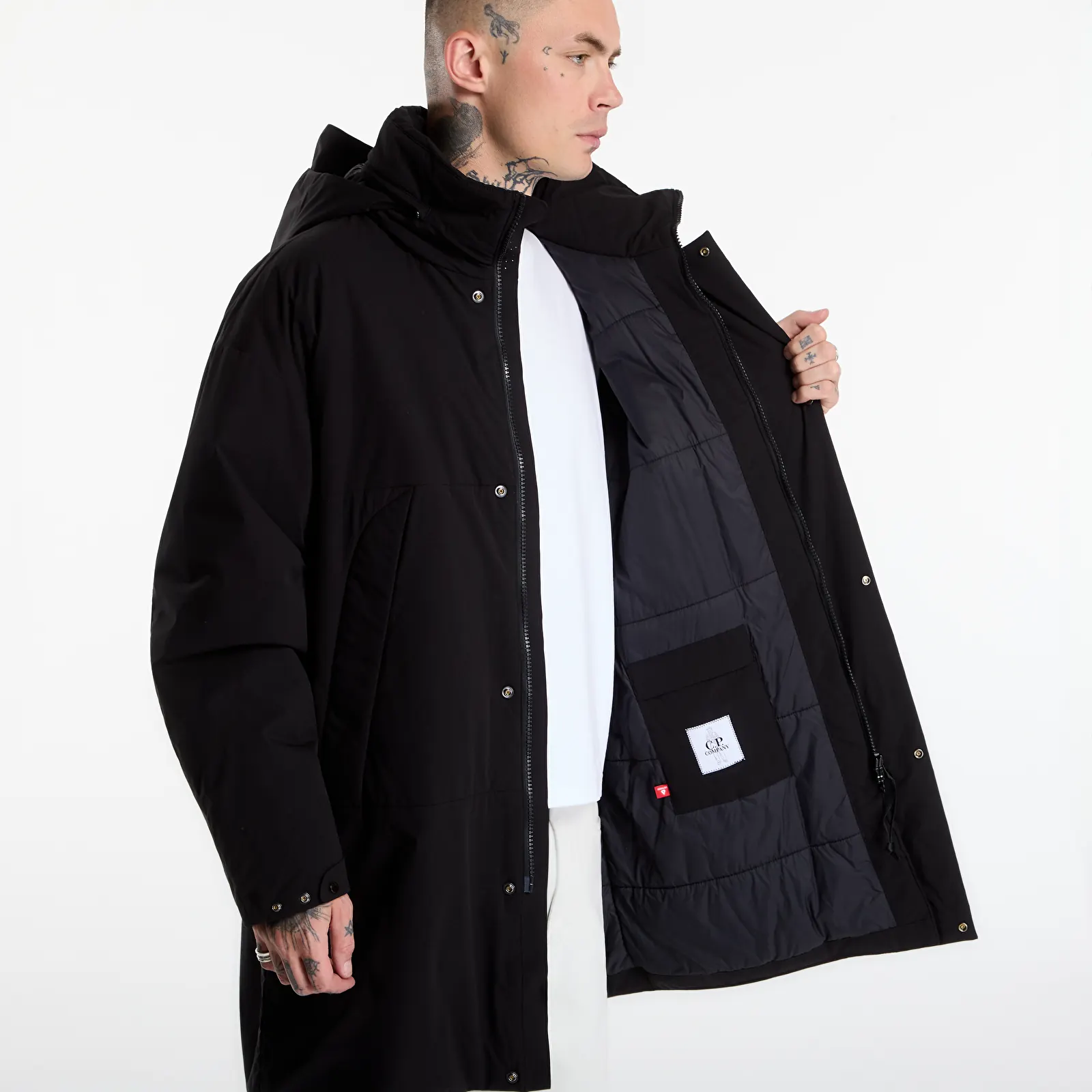 Puffer jakne C.P. Company Long Jacket Black