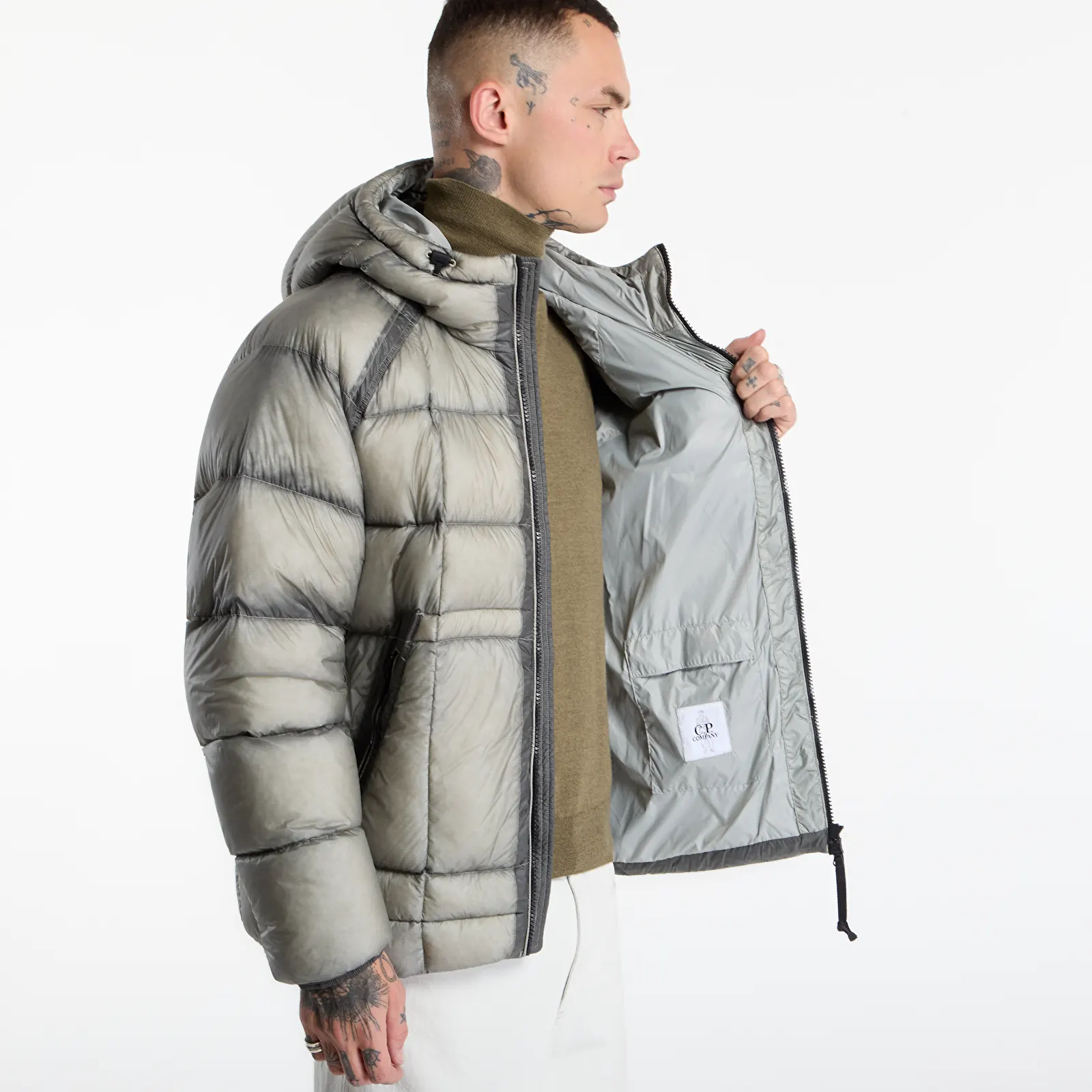 Péřovky C.P. Company D.D. Shell Hooded Puffer Jacket Flint Grey