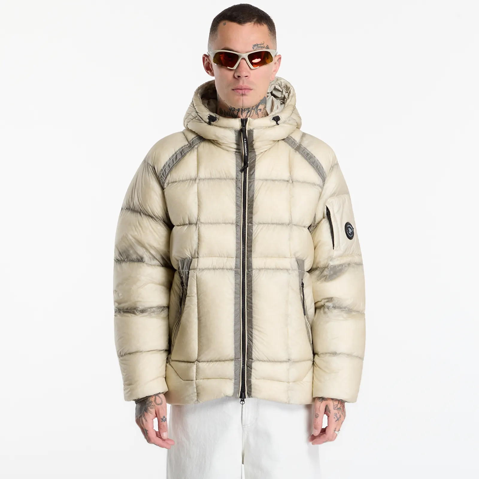 Péřovky C.P. Company D.D. Shell Hooded Puffer Jacket Silver Birch