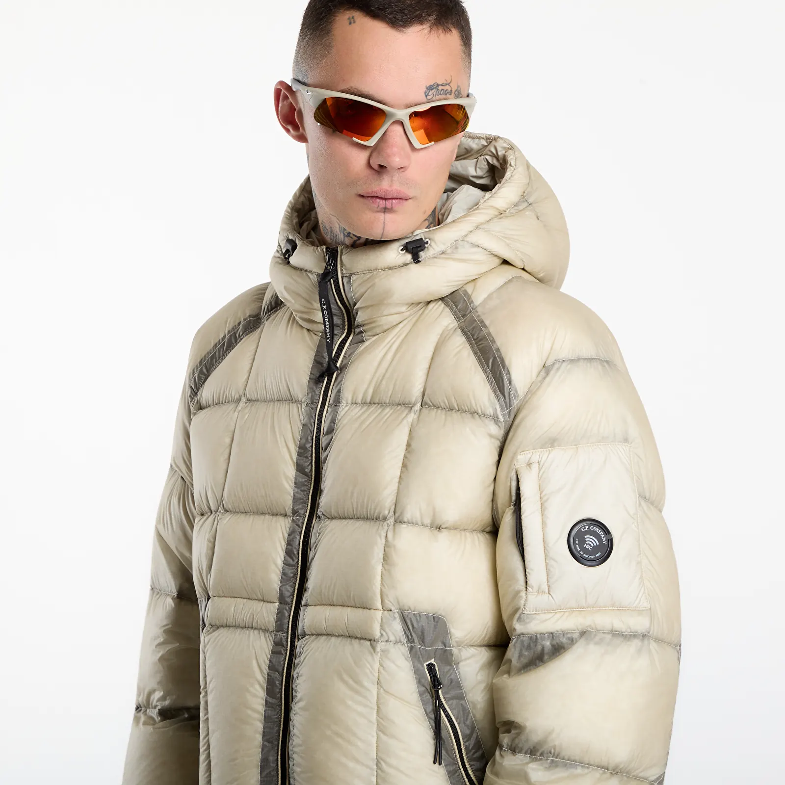 Péřovky C.P. Company D.D. Shell Hooded Puffer Jacket Silver Birch