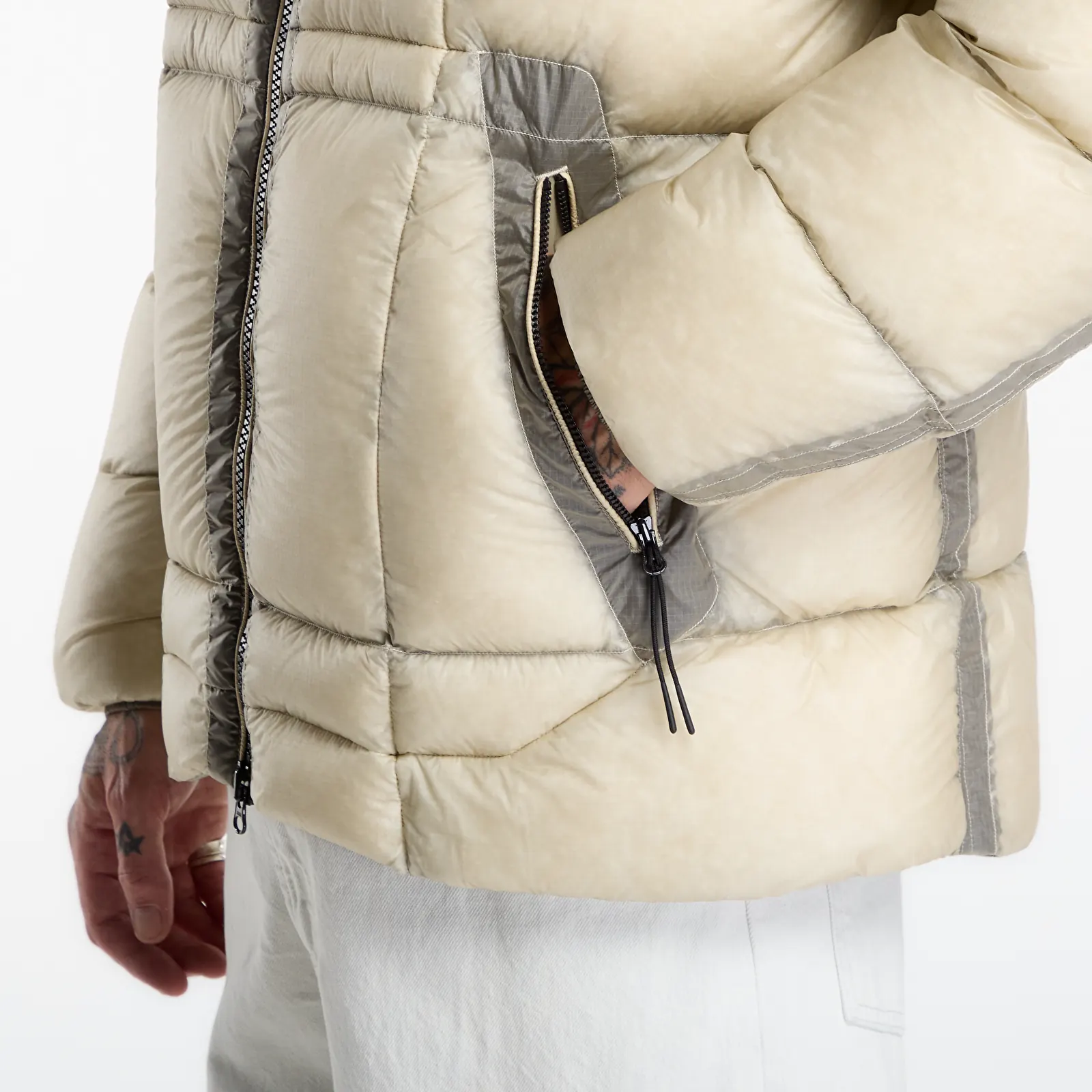 Péřovky C.P. Company D.D. Shell Hooded Puffer Jacket Silver Birch