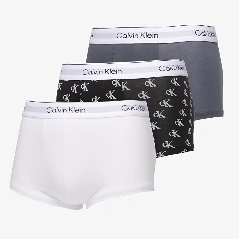 Calvin Klein Low Rise Trunk 3Pk White/ Collegiate Logo Back/ Turbule