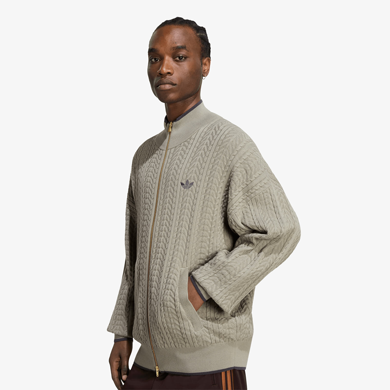 Sweaters adidas Firebird Cable Knit Track Top Silver Pebble