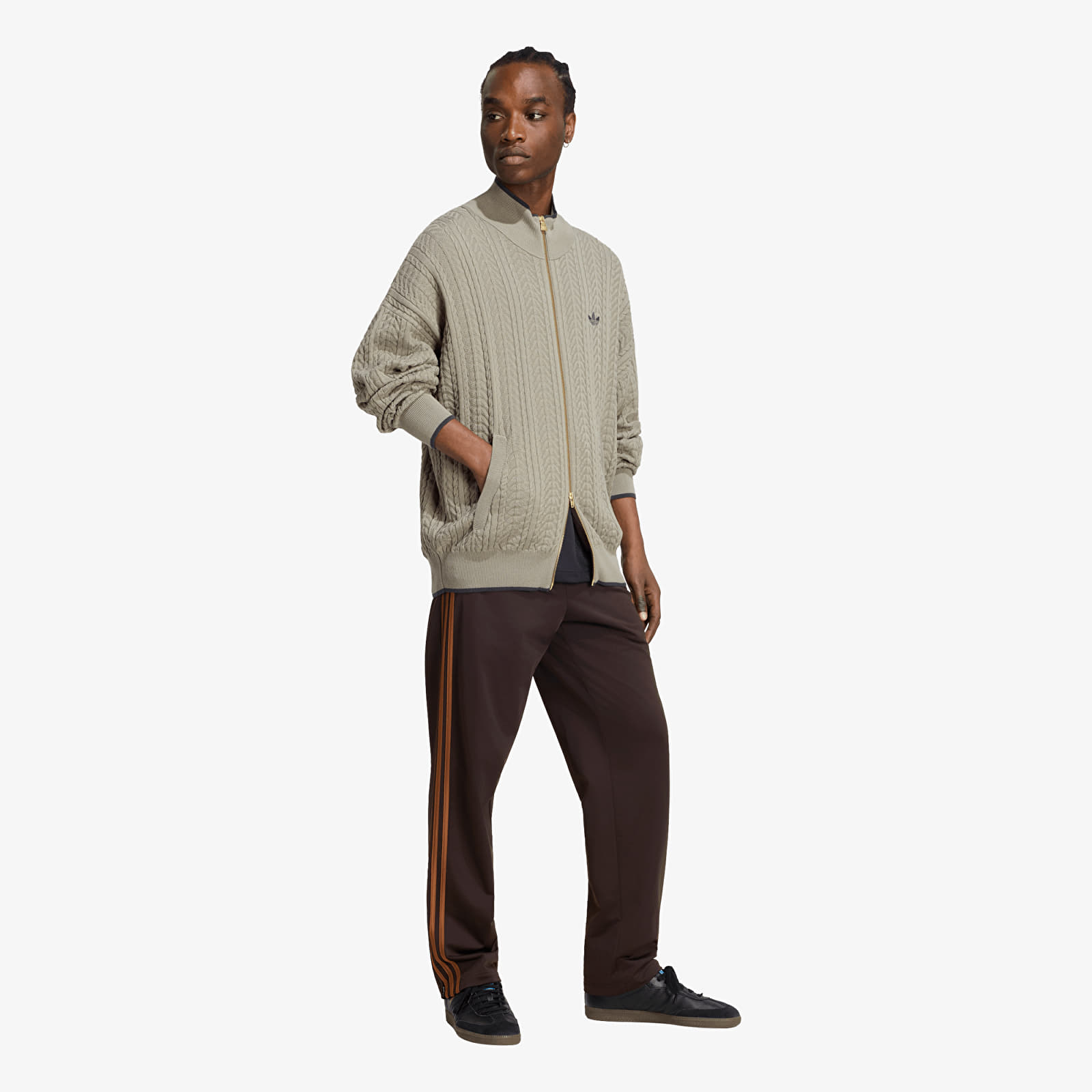 Sweaters adidas Firebird Cable Knit Track Top Silver Pebble