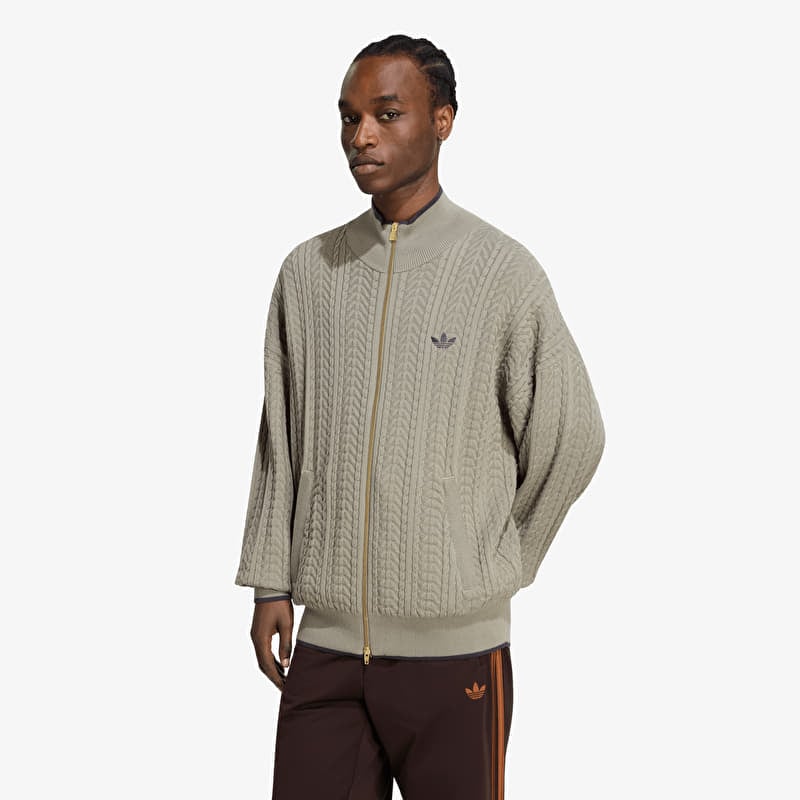 Džemper adidas Firebird Cable Knit Track Top Silver Pebble