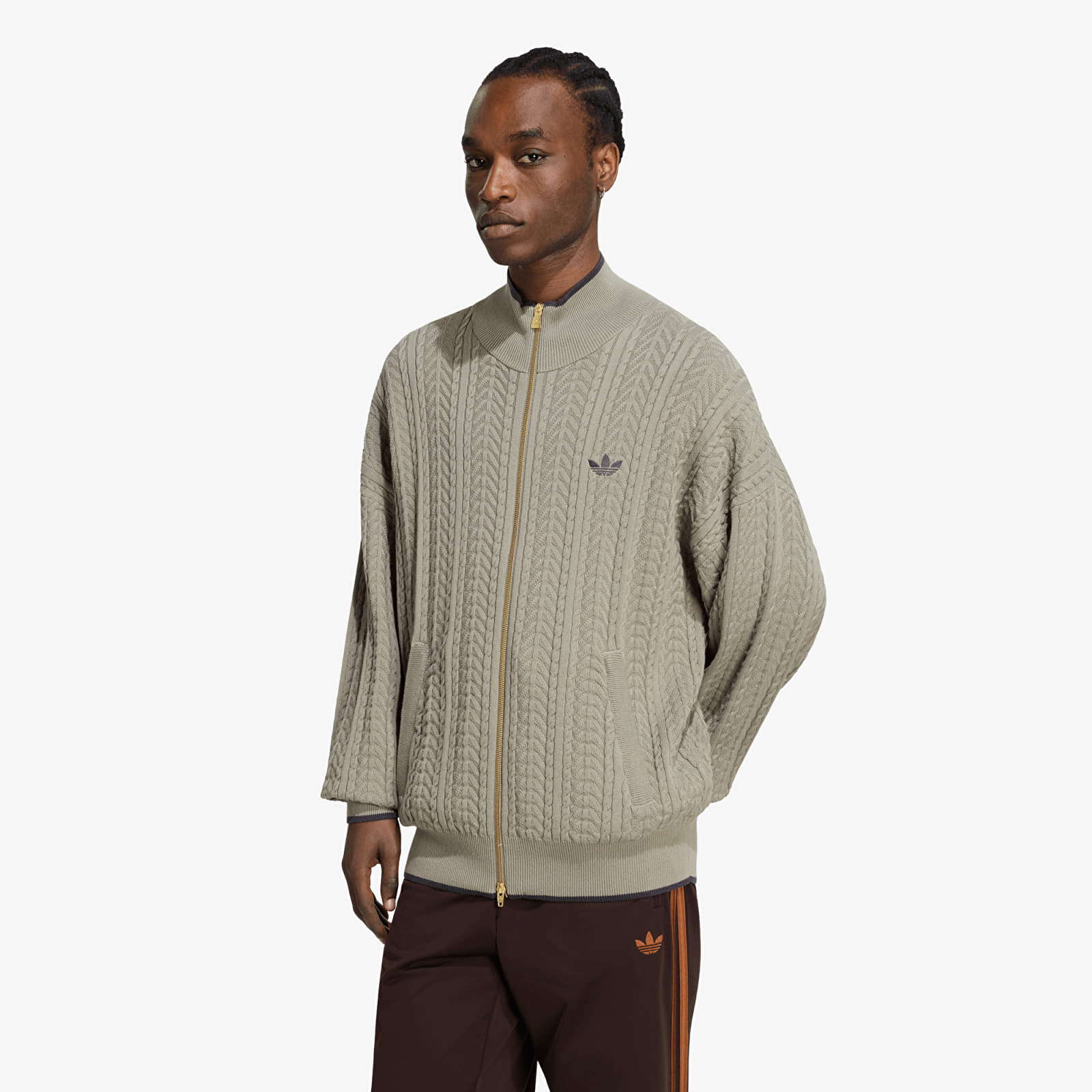 Sweaters adidas Firebird Cable Knit Track Top Silver Pebble
