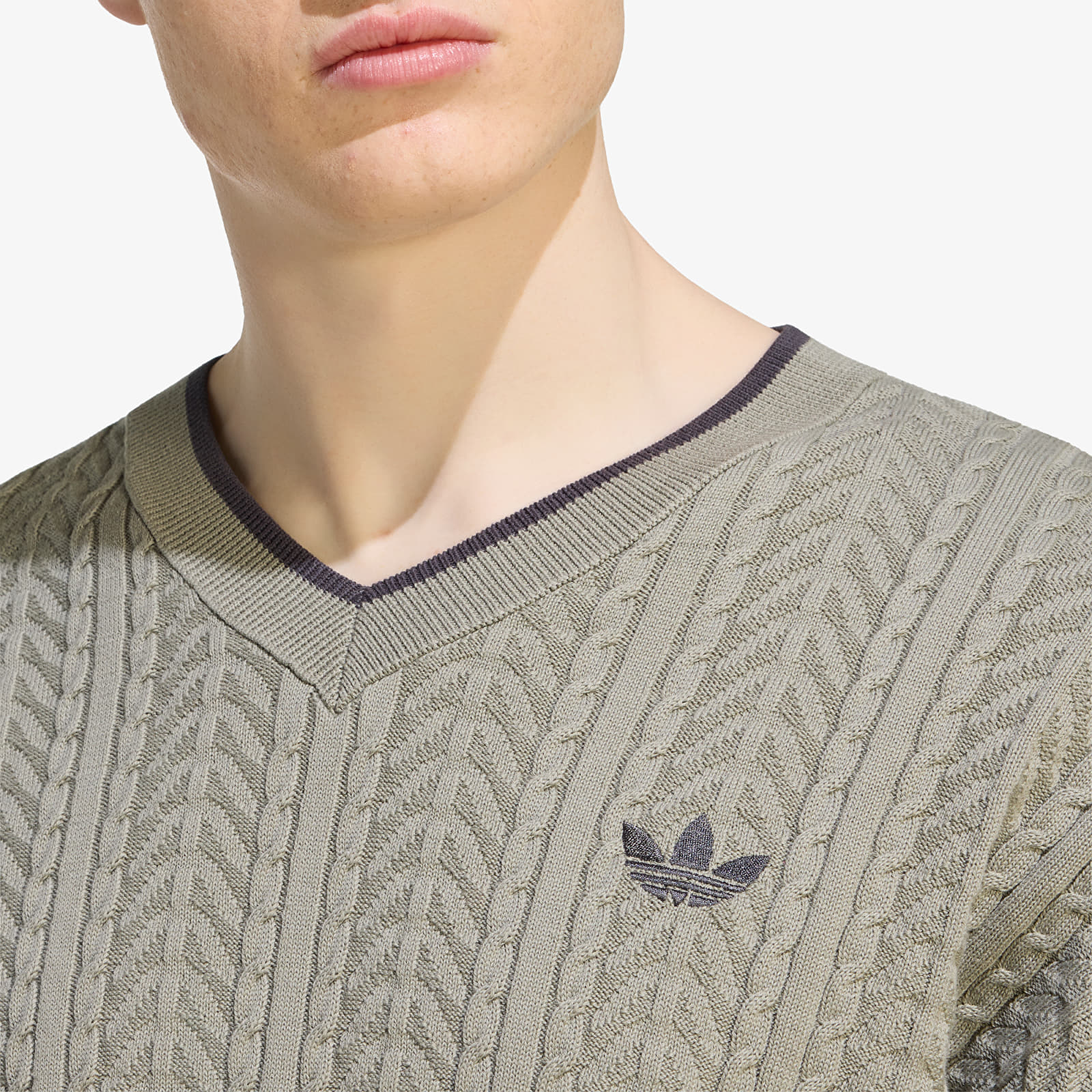Sweaters adidas Cable Knit Crewneck Sweatshirt Silver Pebble