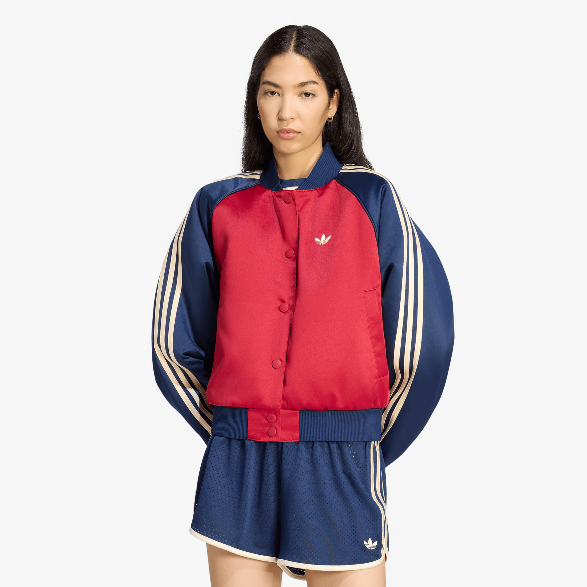 Bomber adidas Satin SST Bomber Jacket Team Victory Red/ Night Indigo/ Warm Vanilla L