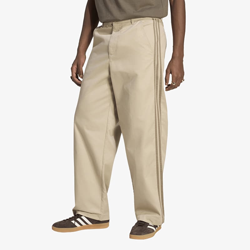 adidas 3 Stripes Pleated Trousers Khaki Three