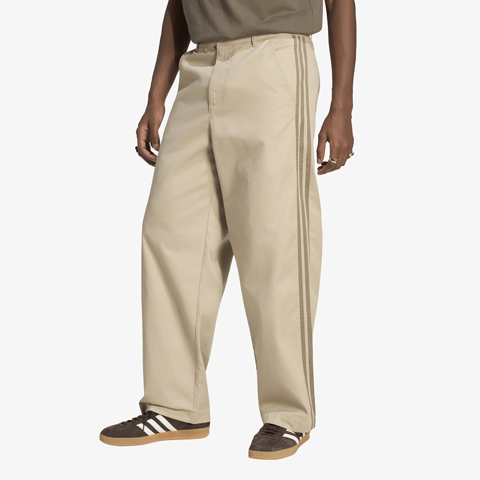 Pants adidas 3 Stripes Pleated Trousers Khaki Three