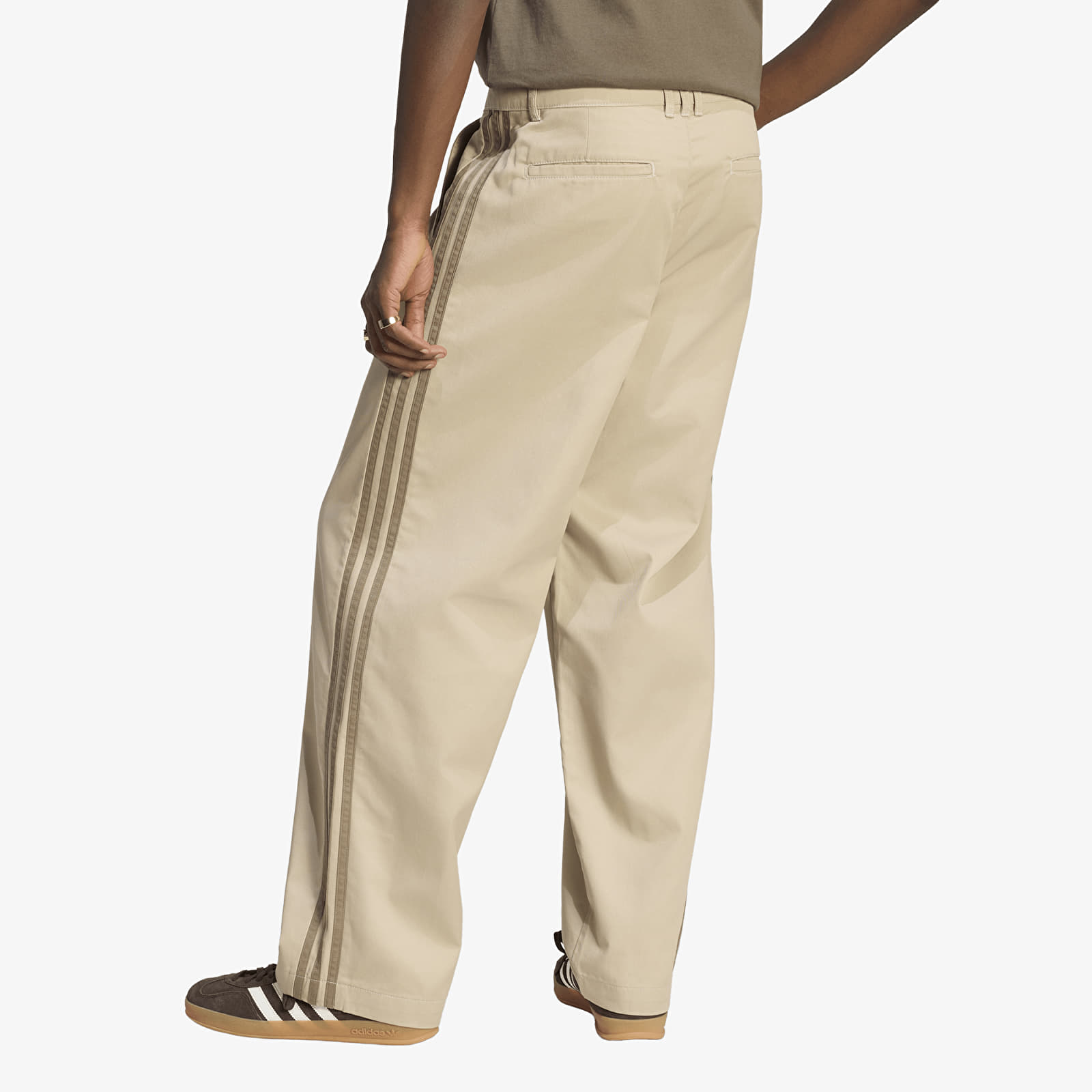 Pants adidas 3 Stripes Pleated Trousers Khaki Three