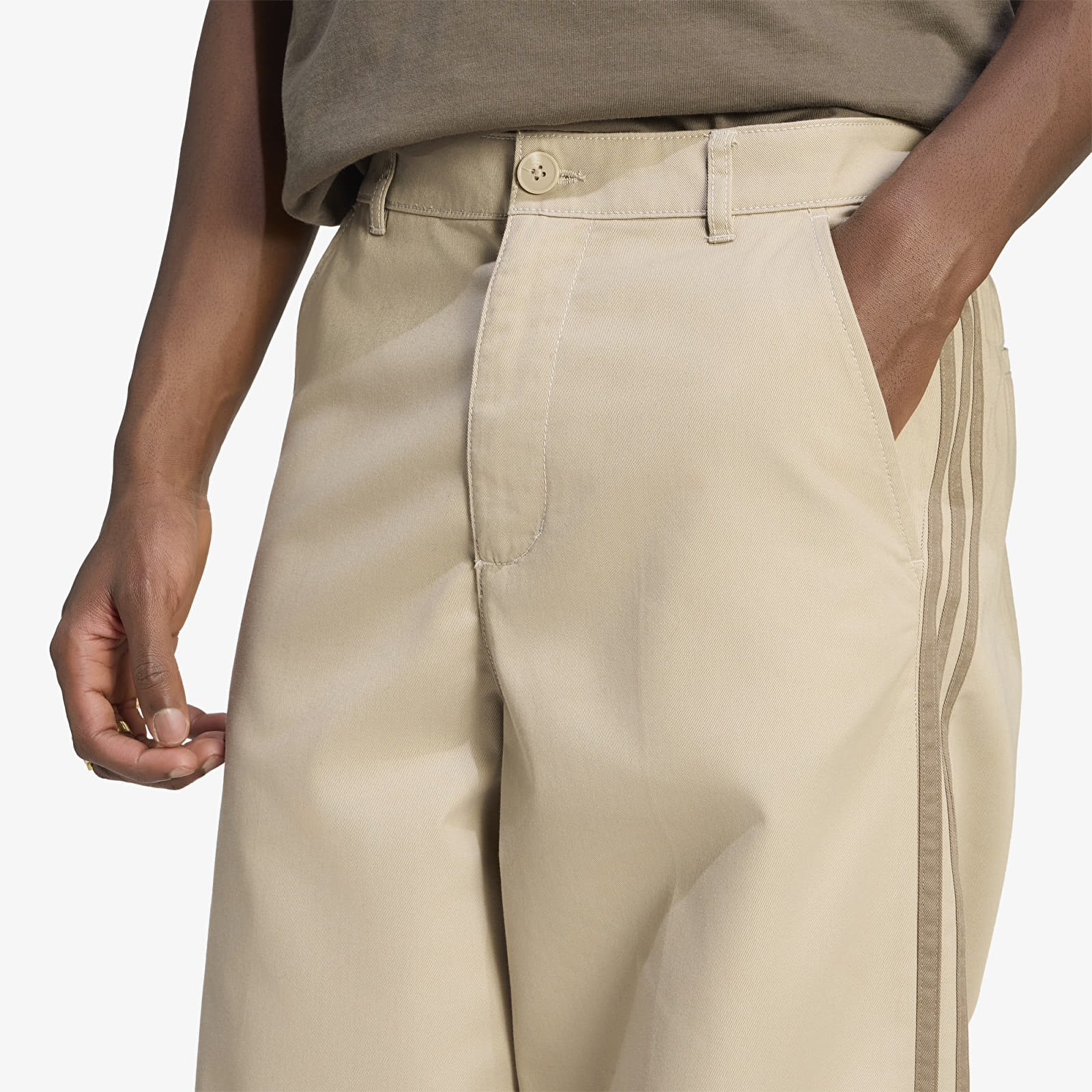 Pants adidas 3 Stripes Pleated Trousers Khaki Three