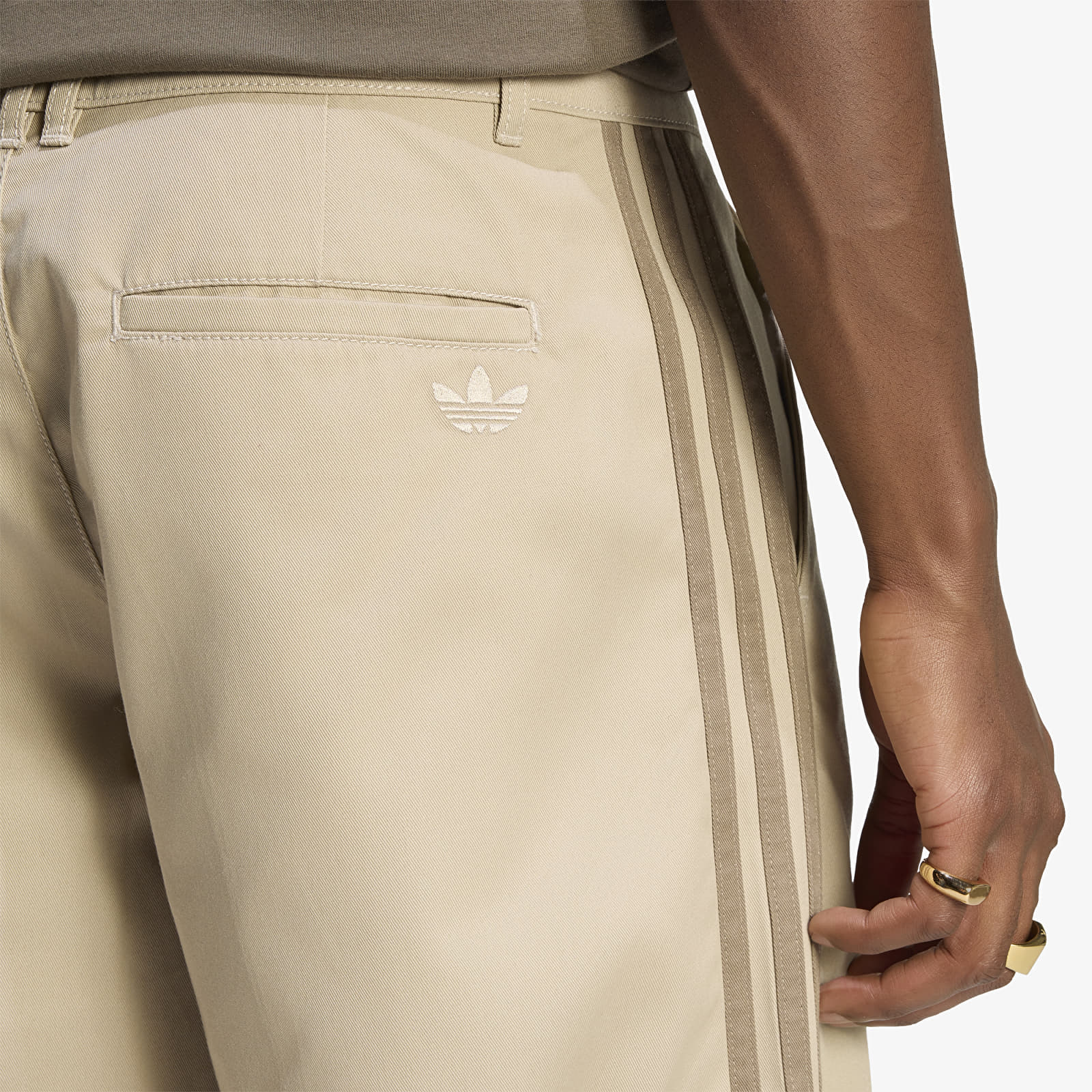 Pants adidas 3 Stripes Pleated Trousers Khaki Three