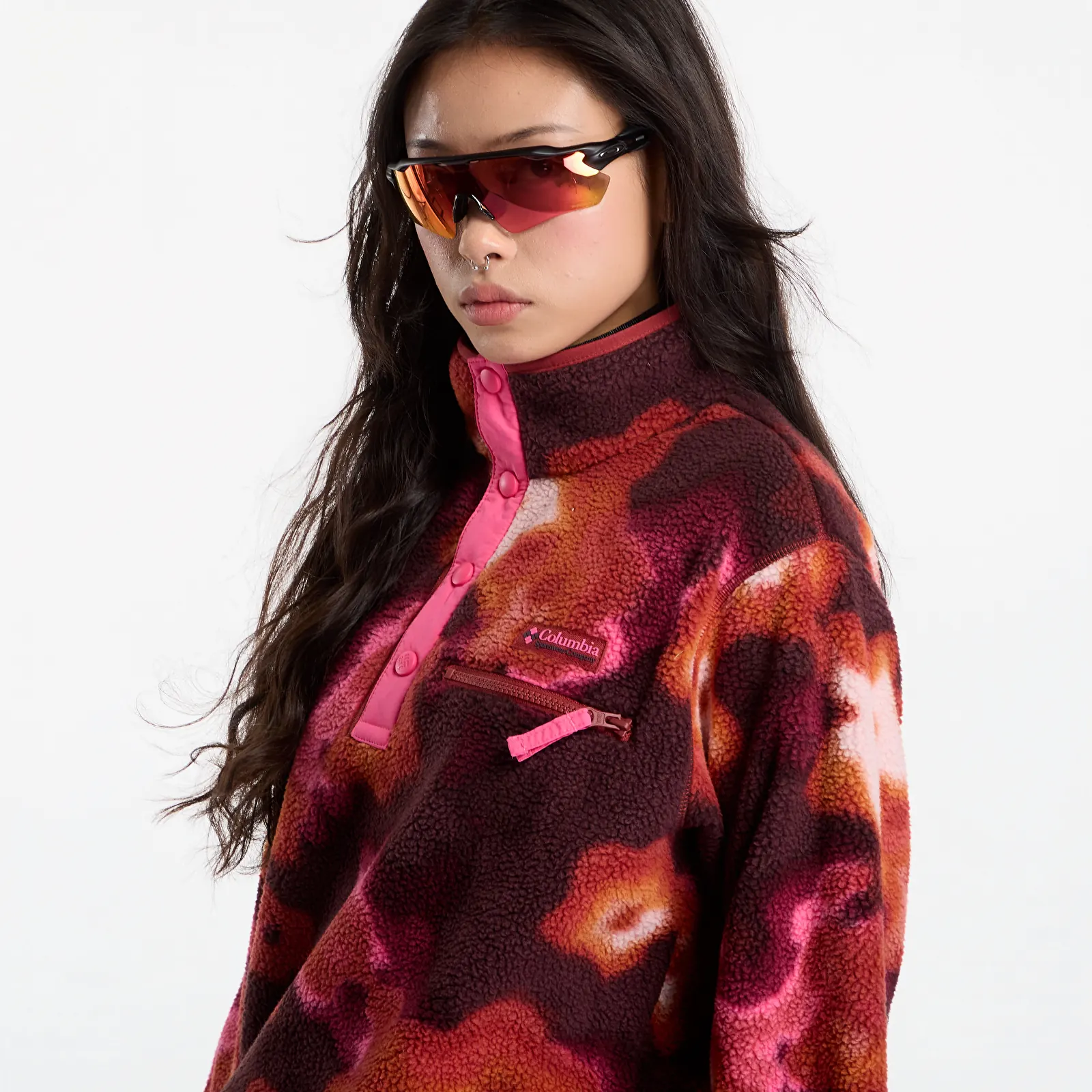 Bluzy Columbia Helvetia™ II Printed Cropped Half Snap Red Oxide, Dyeflower