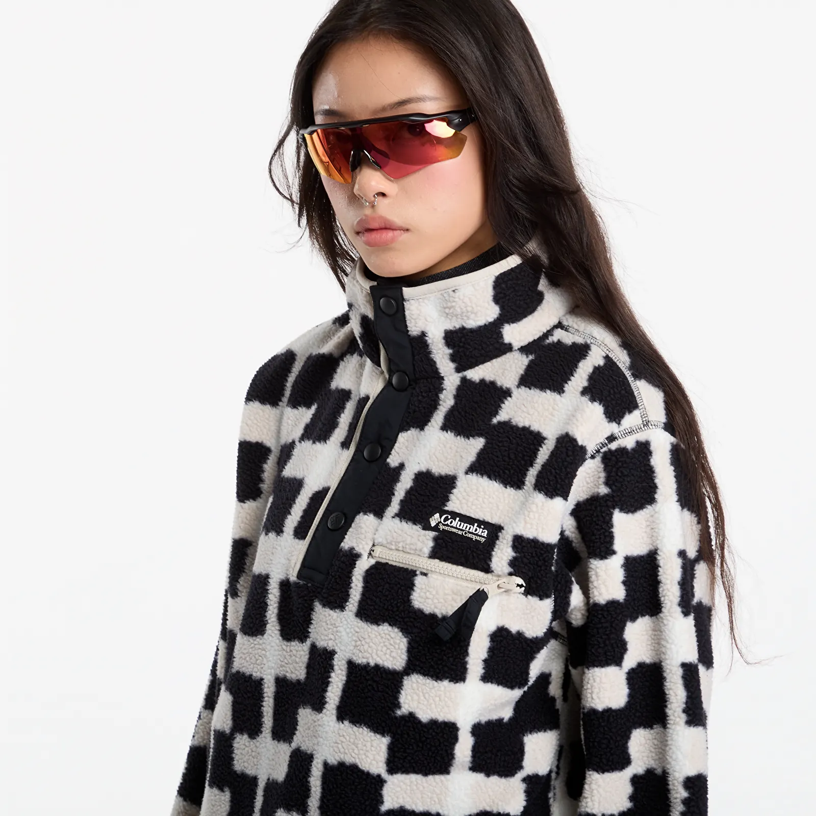 Hanorace Columbia Helvetia™ II Printed Cropped Half Snap Black, Geostack