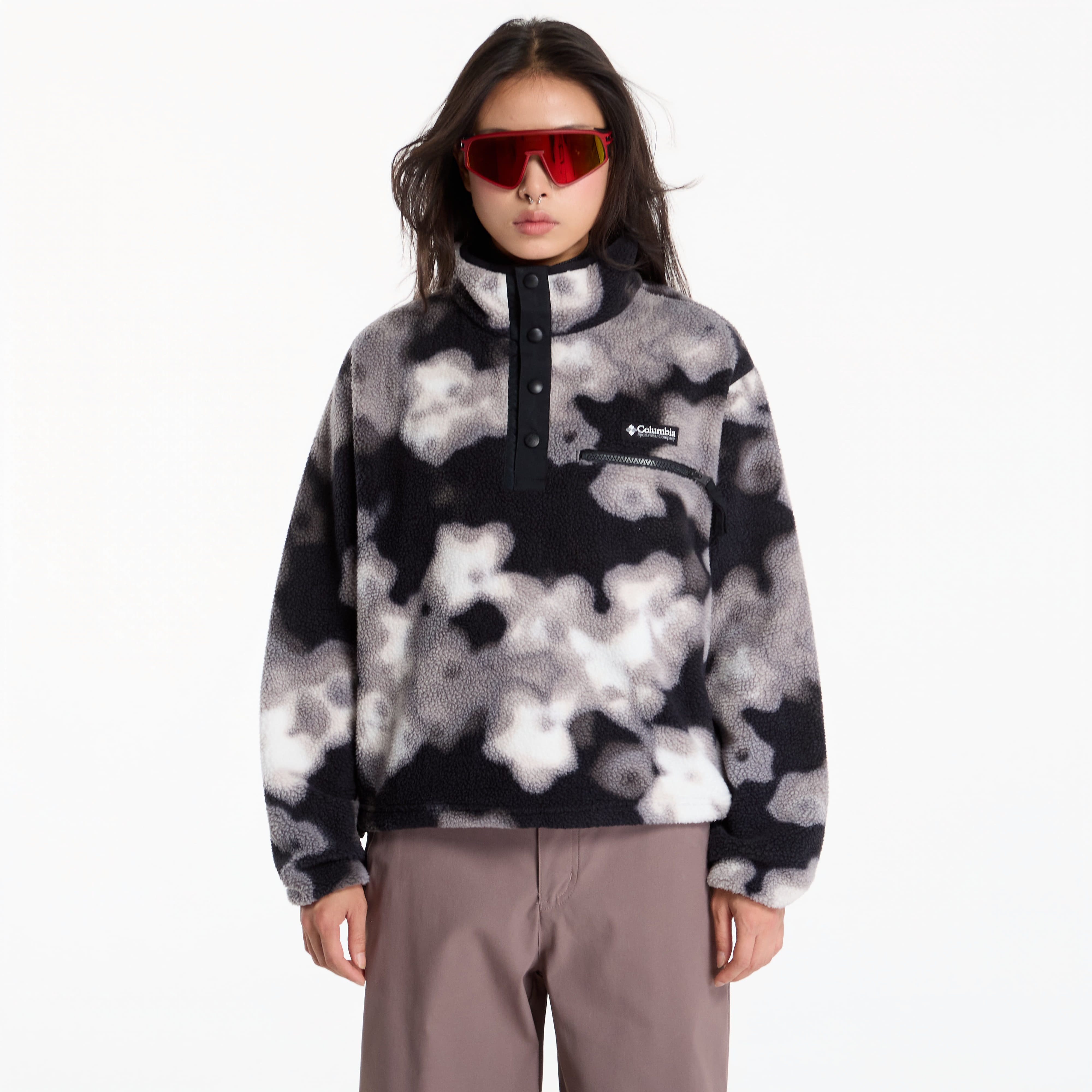 Sweatshirt Columbia Helvetia™ II Printed Cropped Half Snap Black, Dyeflower XS
