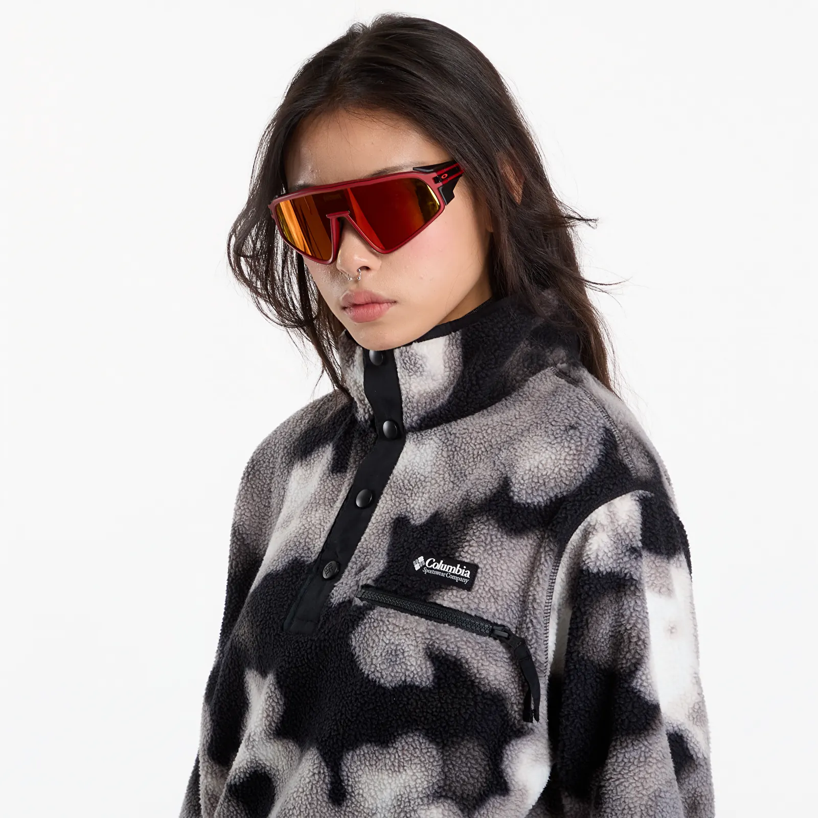 Hoodies and sweatshirts  Columbia Helvetia™ II Printed Cropped Half Snap Black, Dyeflower