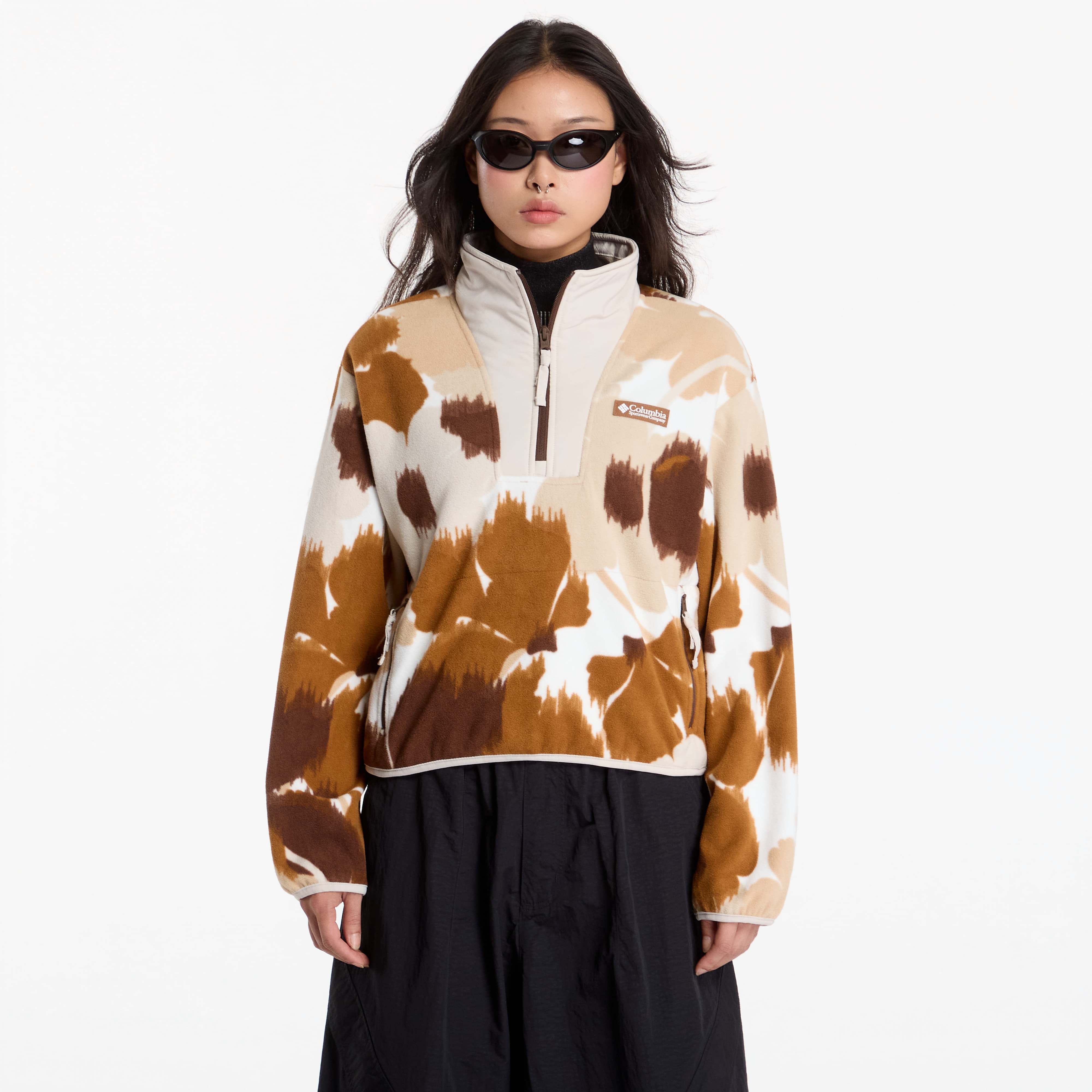 Суитшърт Columbia Sequoia Grove™ II Printed Half Zip Camel Brown Ikatbloom L
