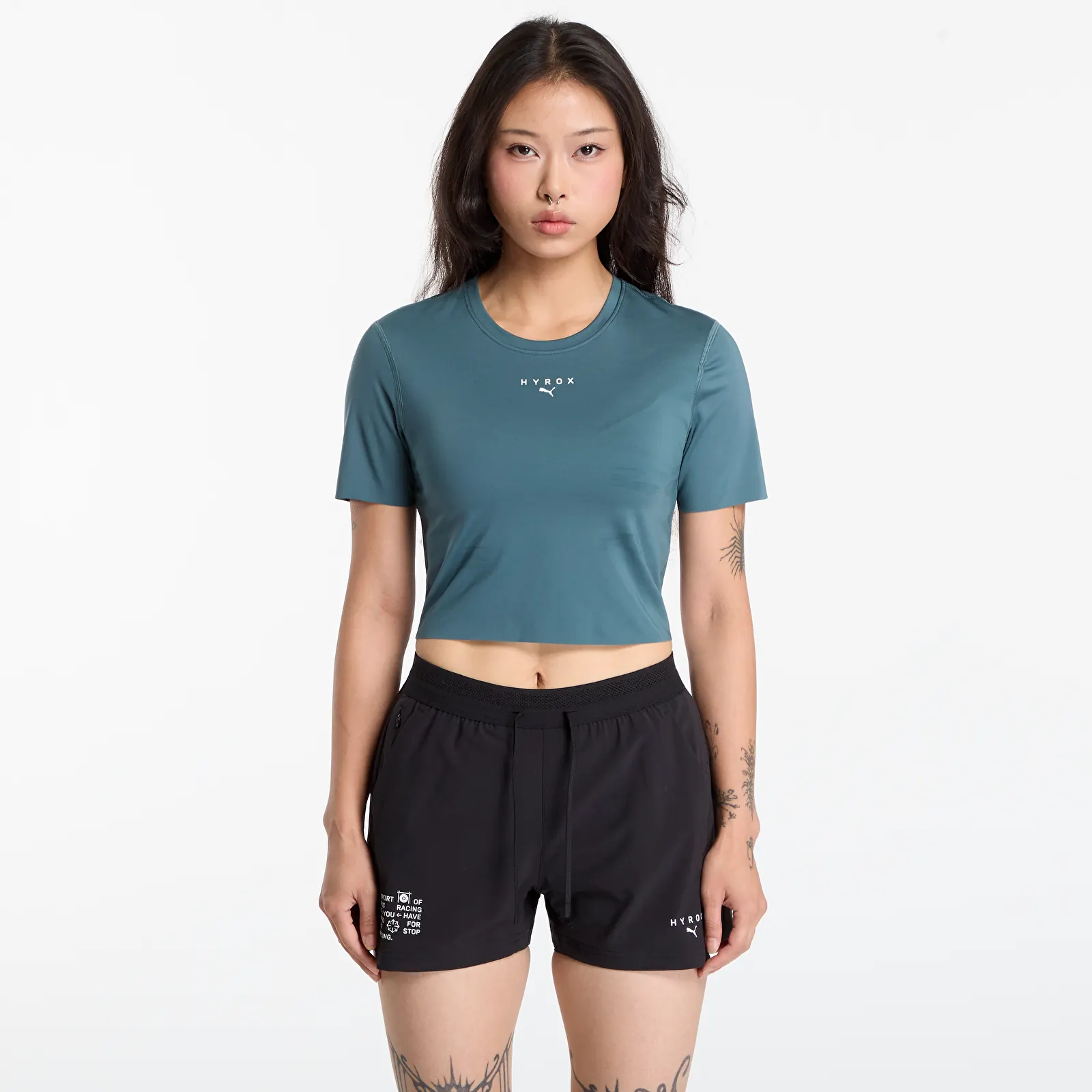 T-shirty damskie Puma X Hyrox Pwrmode Crop Tee Herb Garden