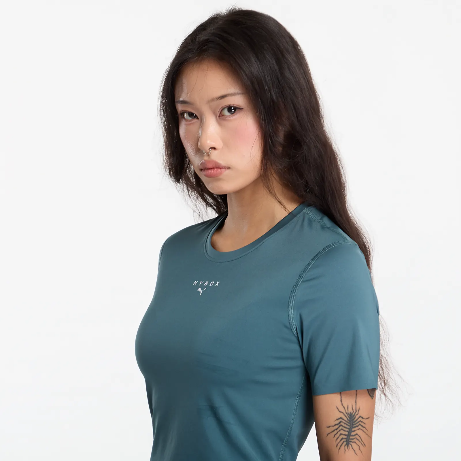 T-shirty damskie Puma X Hyrox Pwrmode Crop Tee Herb Garden