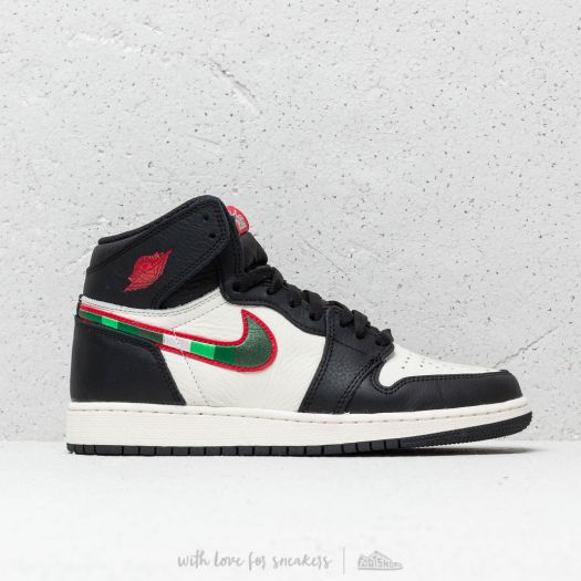 Air jordan 1 black varsity red sail top
