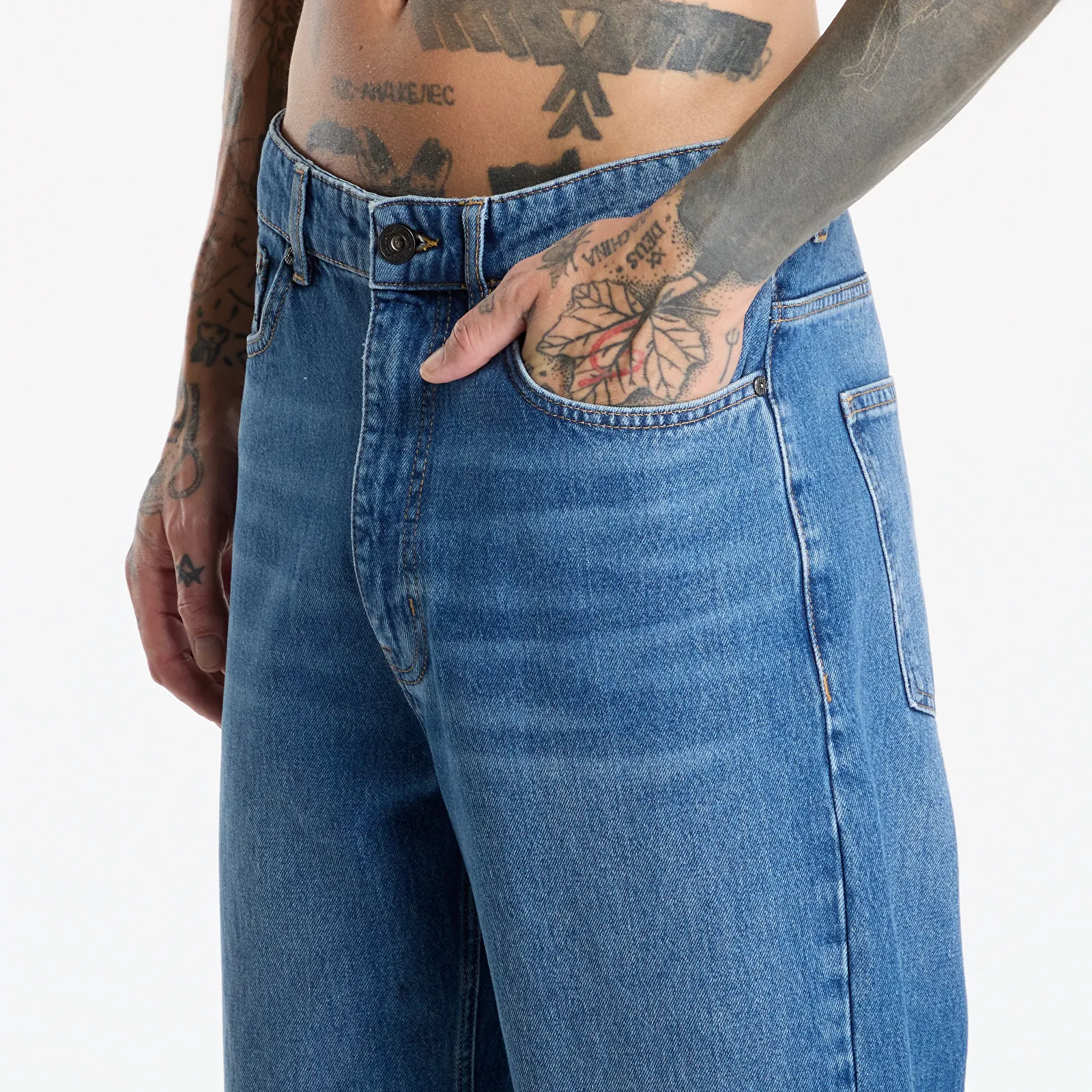 Jeans hlače L/AB c/o Off-White™ Straight Fit Piped Denim Steel Indigo