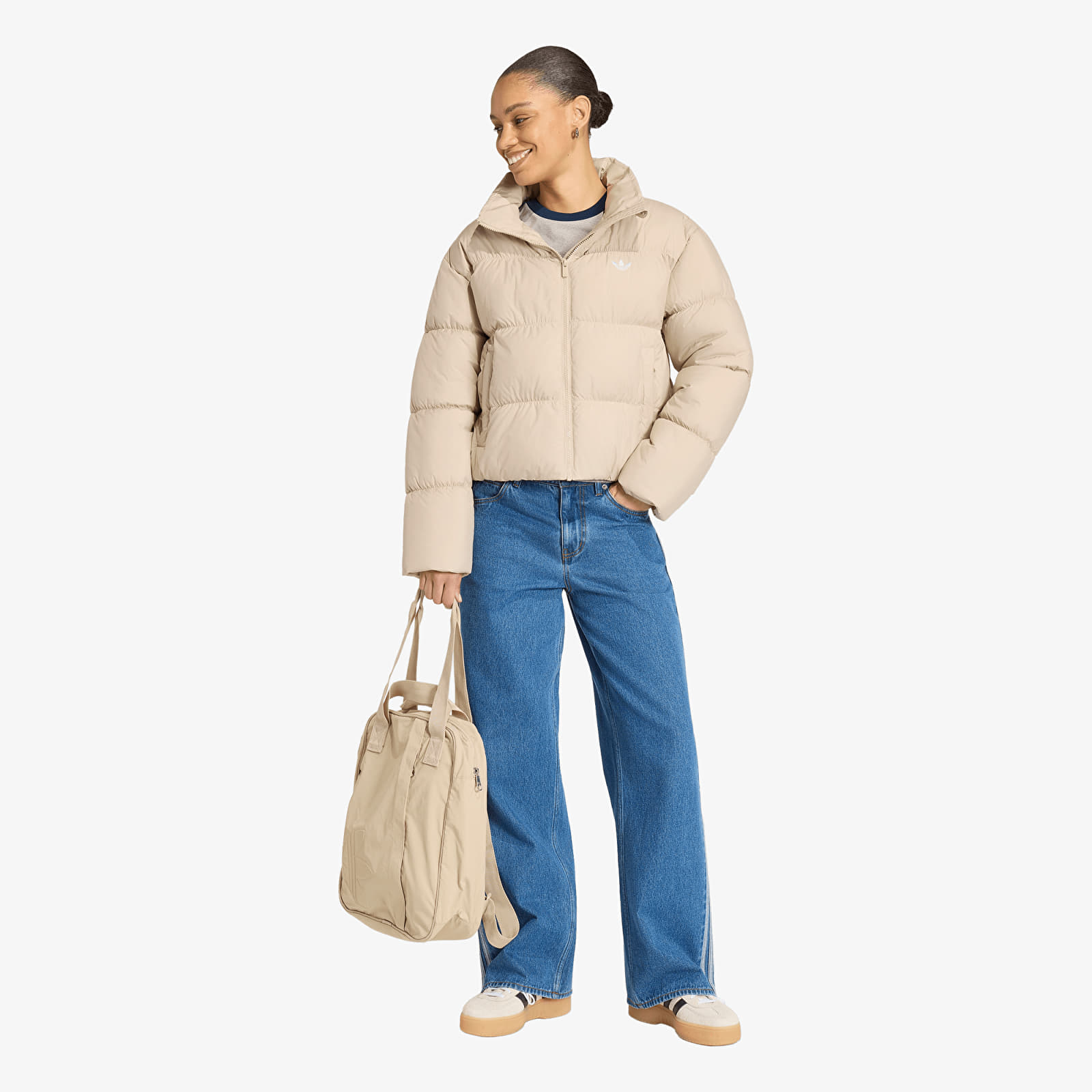 Daunenjacken - Frauen adidas Short Padded Jacket Khaki Three